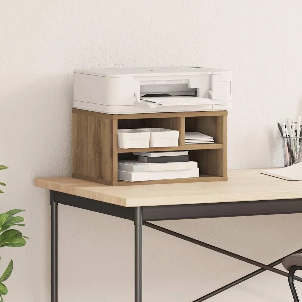 vidaXL Stojak na drukarkę Dąb rzemieślniczy 40 x 32 x 22,5 cm, Nowoczesny, prostokątny stojak na drukarkę, biurowy organizer, drewniany desktop, oszczędność miejsca