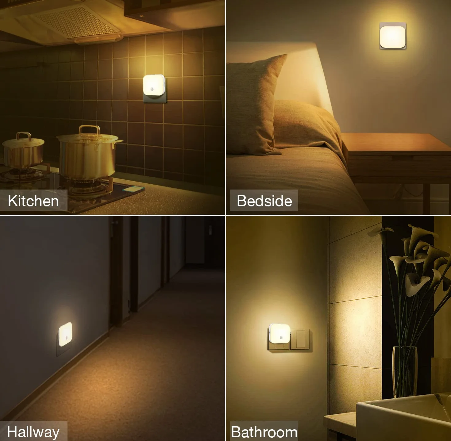 Lampka nocna z czujnikiem ruchu, lampka nocna LED z bezstopniowym ściemnianiem i 3 trybami pracy (automatyczny/wł./wył.), ciepła biała lampka nocna do pokoju dziecięcego, sypialni, korytarza,