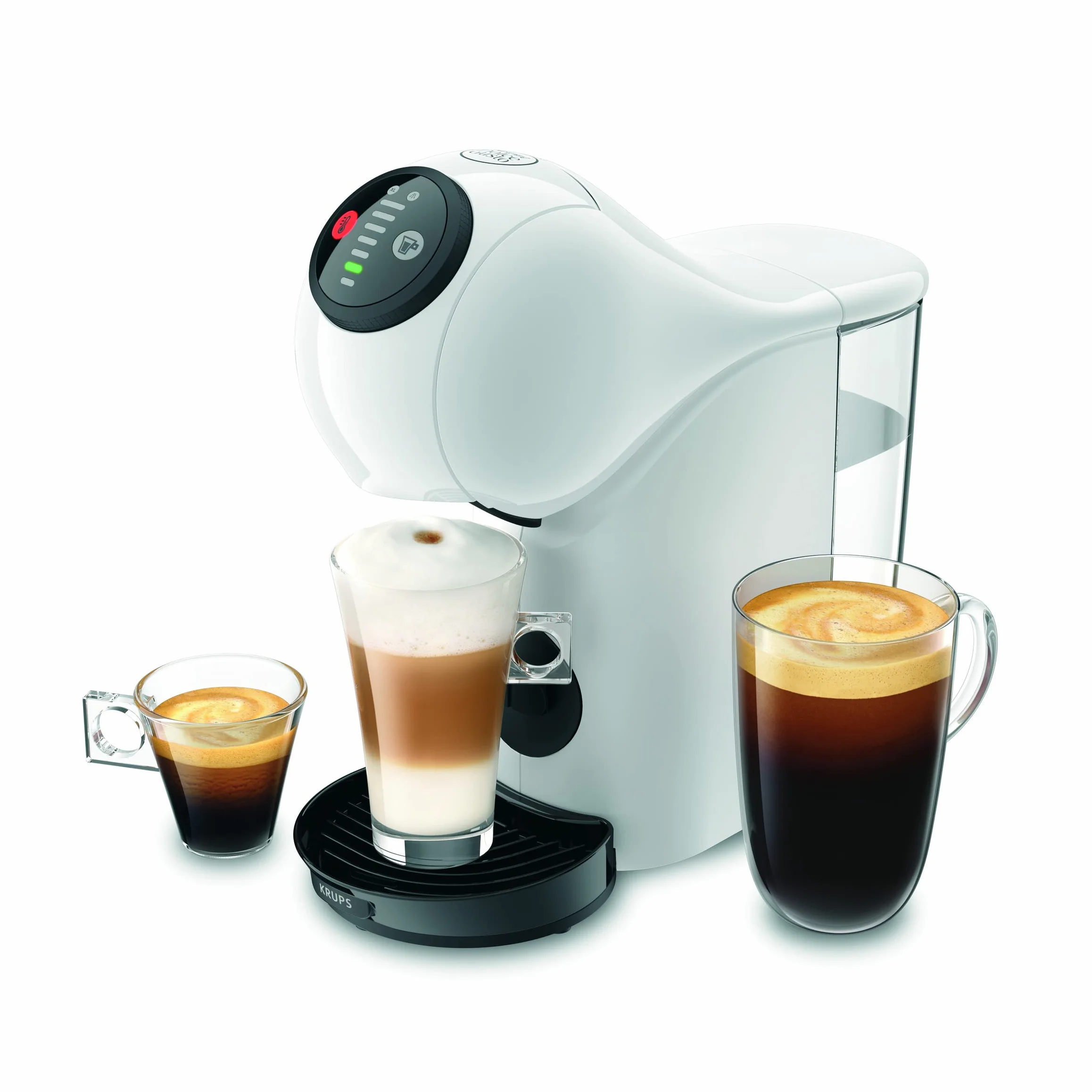 KRUPS KP2431 Nescafé Dolce Gusto Genio S Ekspres do Kawy na Kapsułki, 15 Bar, Kompaktowy, Optymalne Ciśnienie, ponad 30 Kreacji Kawy, Rozmiar do Wyboru, Automatyczne Wyłączanie, Biały