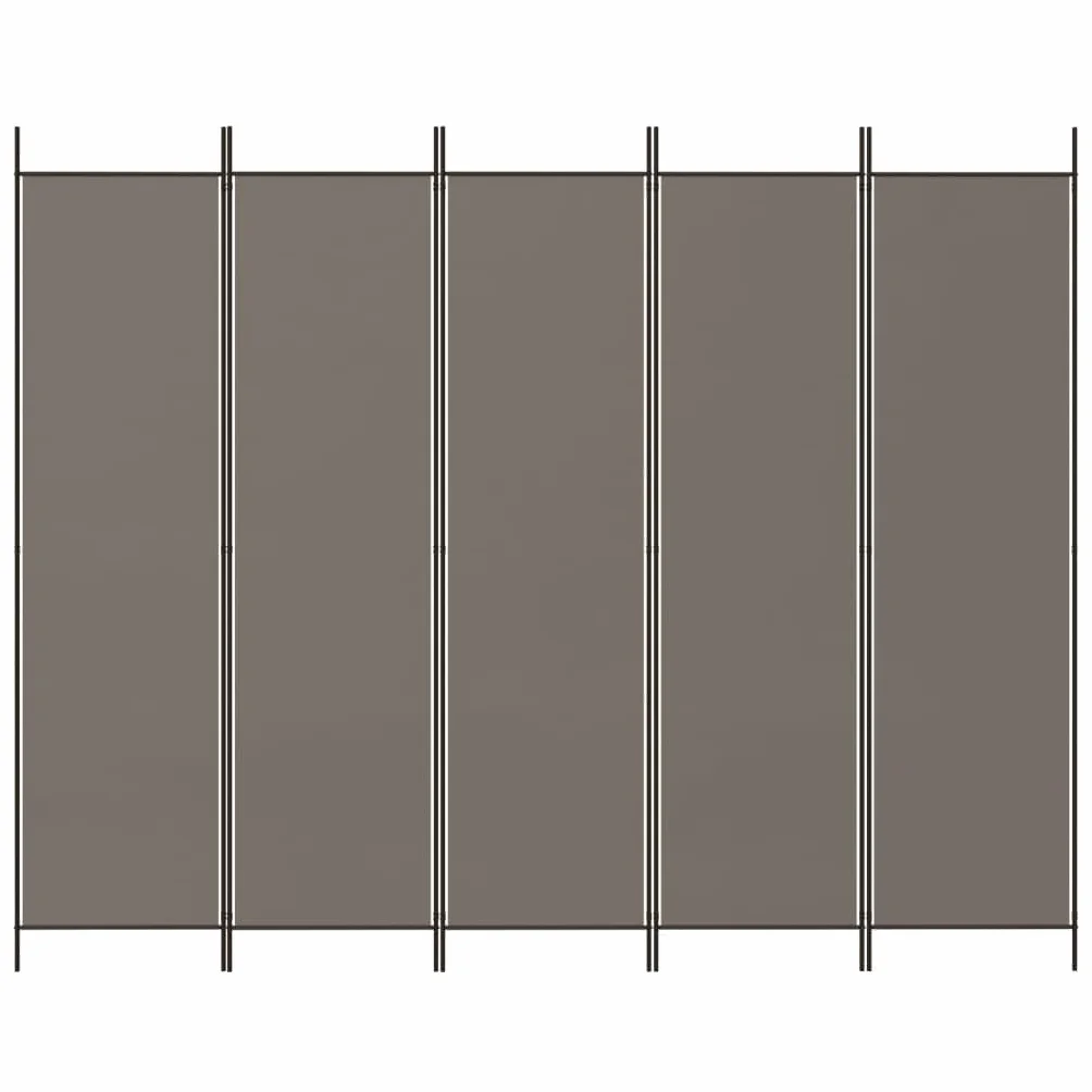 vidaXL Parawan 5-panelowy, antracytowy, 250x200 cm, tkanina, parawan pokojowy, przegroda, przegroda pokojowa, parawany pokojowe, przegrody