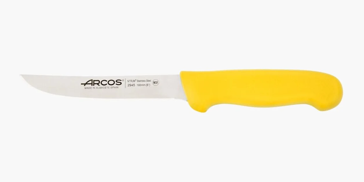 Arcos 294500 seria 2900-boning nóż nóż nitrm 160 mm (6,30 cala) - uchwyt polipropylenowy żółty kolor, stal nierdzewna 18/8