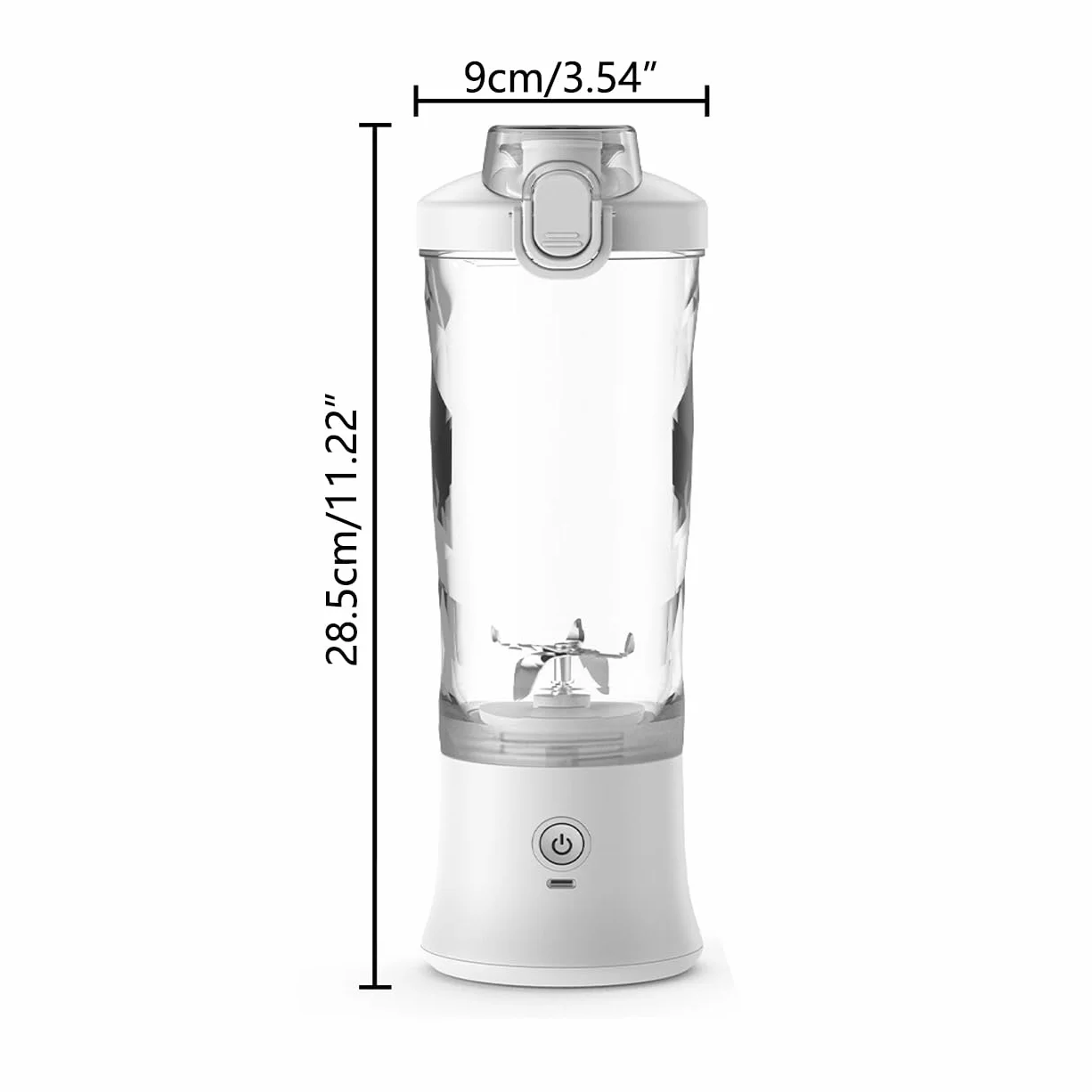 Przenośny blender elektryczna sokowirówka USB bezprzewodowa 600 ml/23,5 uncji rozmiar osobisty popijająca wylewka 6-ostrzowa głowica sportowa podróż LB34 biały