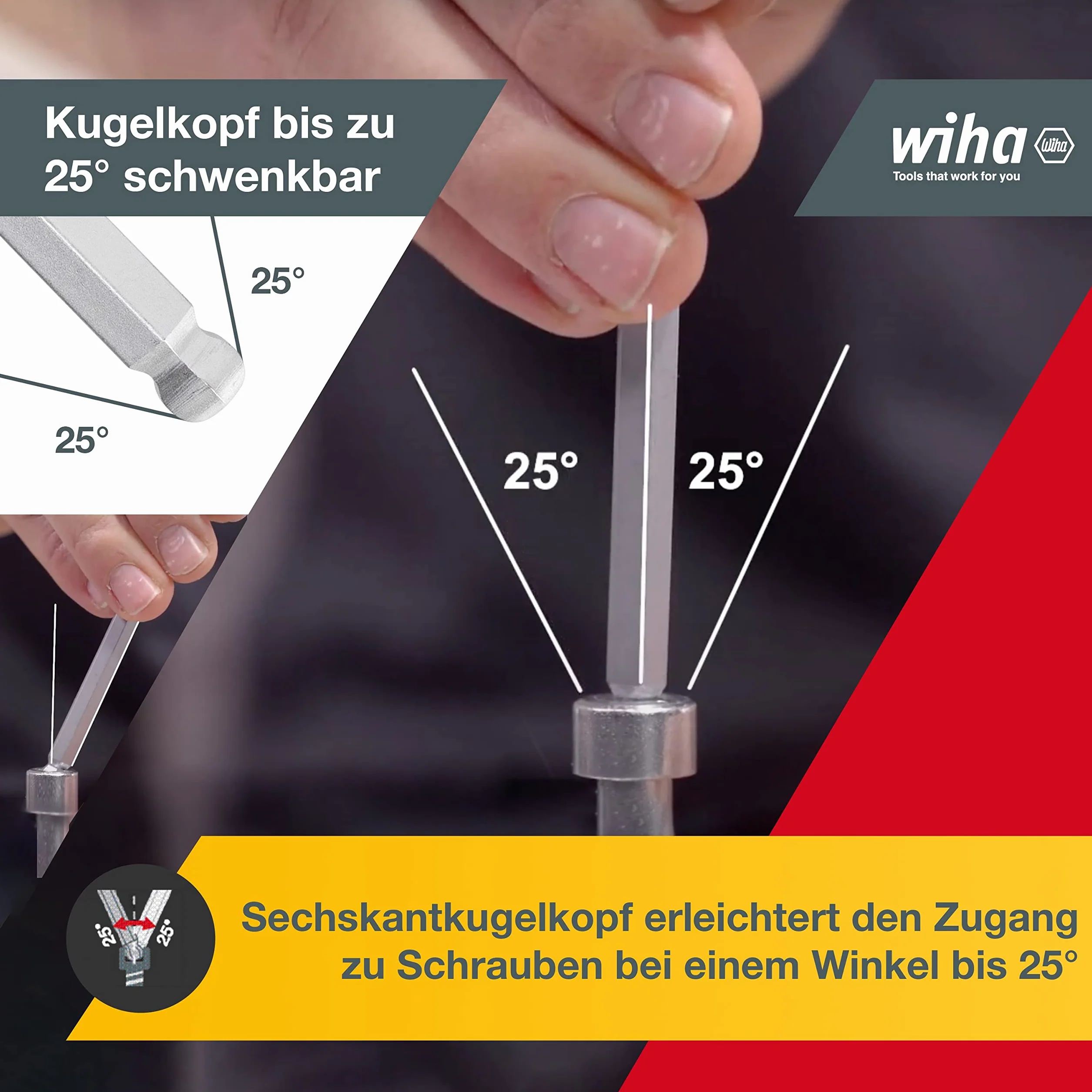 Wiha zestaw kluczy Allen w uchwycie ProStar z kulową głową sześciokątną, krótkim ramieniem, 9 sztuk, matowo chromowana (35480)