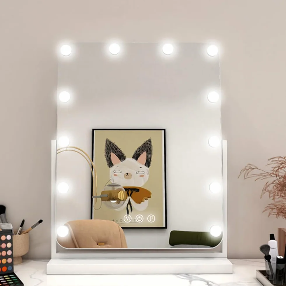 Lustro Led Toaletka 10 żarówek Hollywood Zestaw do ściemniania światła Lustro Toaletka Makeup Rampa Zdejmowana lampa do lustra 3 kolory oświetlenie toaletki (10)