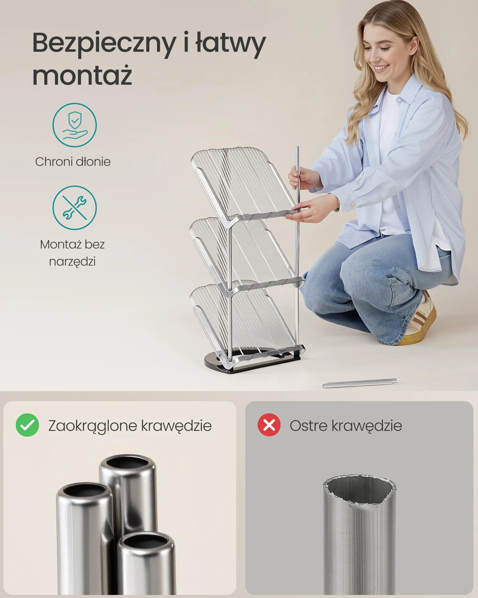 SONGMICS Półka na buty 5 poziomów zestaw 2 szt. skośna organizer plastik 24,5x28,4x102,5 cm szary