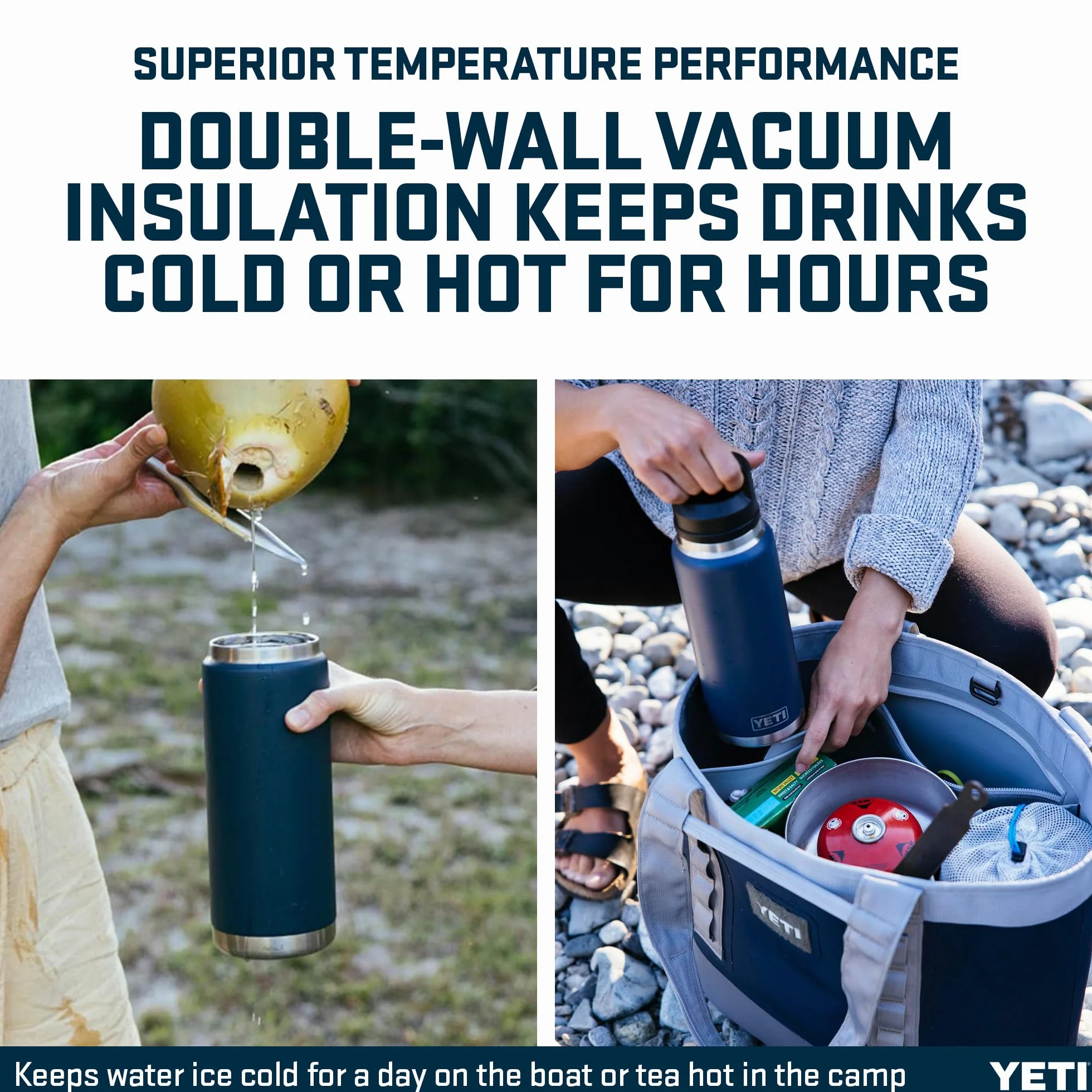 YETI Rambler Bottle Chug, Vaccum Insulated Stainless Steel Bottle with Leakproof Chug Cap, Navy, 26 oz (769 ml)