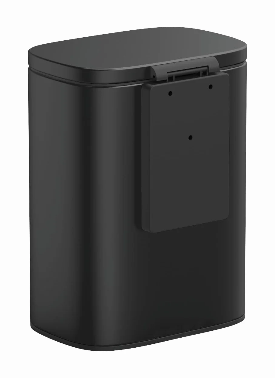 WENKO ścienny kosz na kosmetyki 5 l, kosz na śmieci z pokrywką Easy-Close, wiadro łazienkowe stal lakierowana czarny matowy 21,5x29,5x19 cm