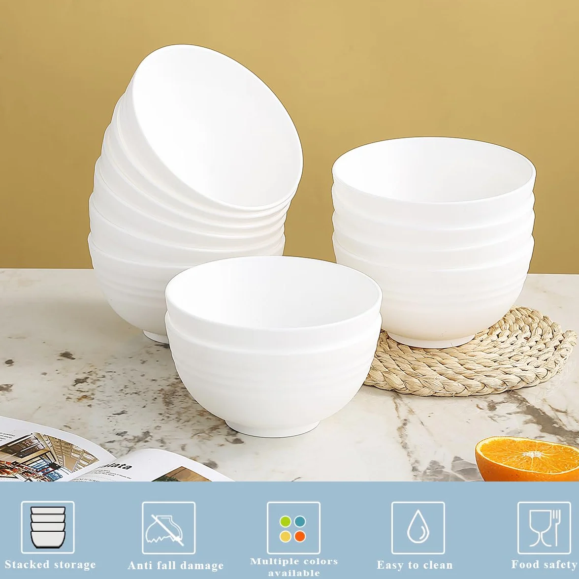 Berglander Zestaw plastikowych misek 750 ml 12 sztuk wielokrotnego użytku