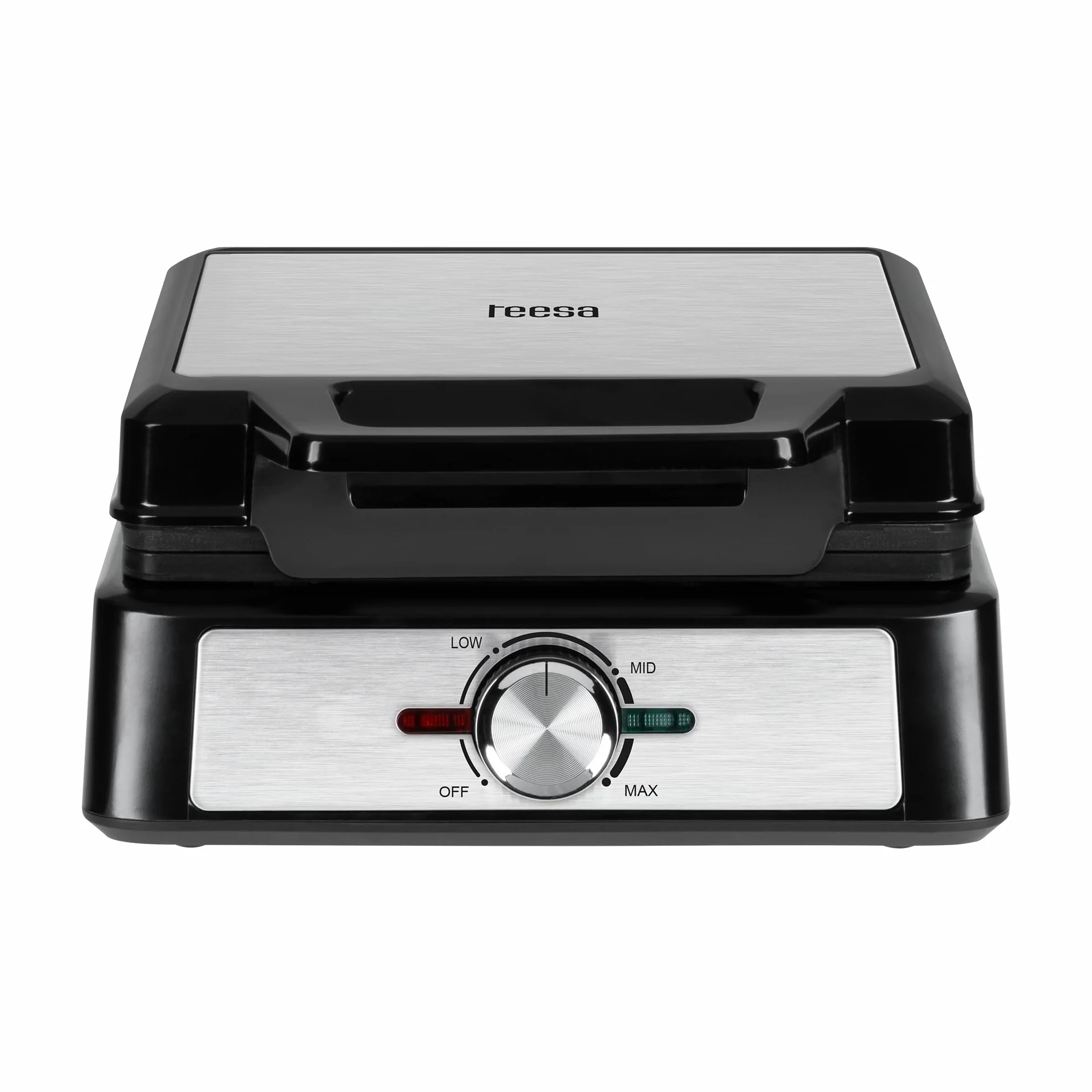 Teesa Gofrownica na 2 Gofry 1600W inox Regulacja Temperatury Pokrywa ze Stali Nierdzewnej Nieprzywierająca Powłoka Płytek TSA3237