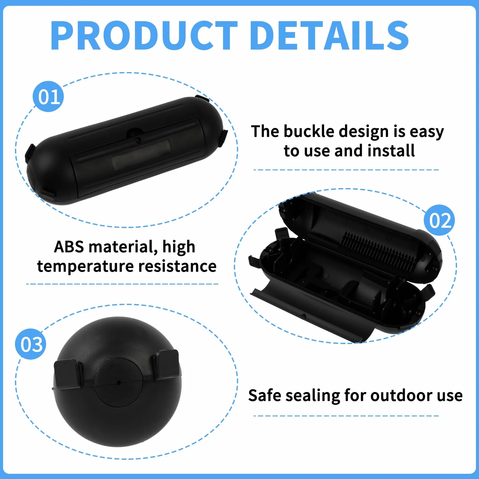 Wodoodporne pudełko do przechowywania kabli ogrodowych, ochrona przed warunkami atmosferycznymi, skrzynka ochronna na przedłużacze elektryczne, wodoodporna skrzynka elektryczna, obudowa chroniąca