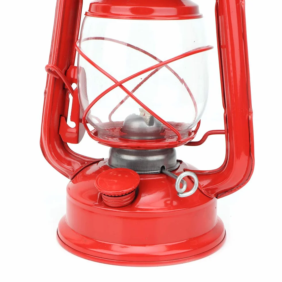 Zabytkowa Lampa Naftowa, Retro Lampy Olejowe do Wnętrz i na Zewnątrz, Wisząca Latarnia Olejowa Lampa Naftowa na Kemping, Piesze Wycieczki z Plecakiem Impreza Pub(czerwony)