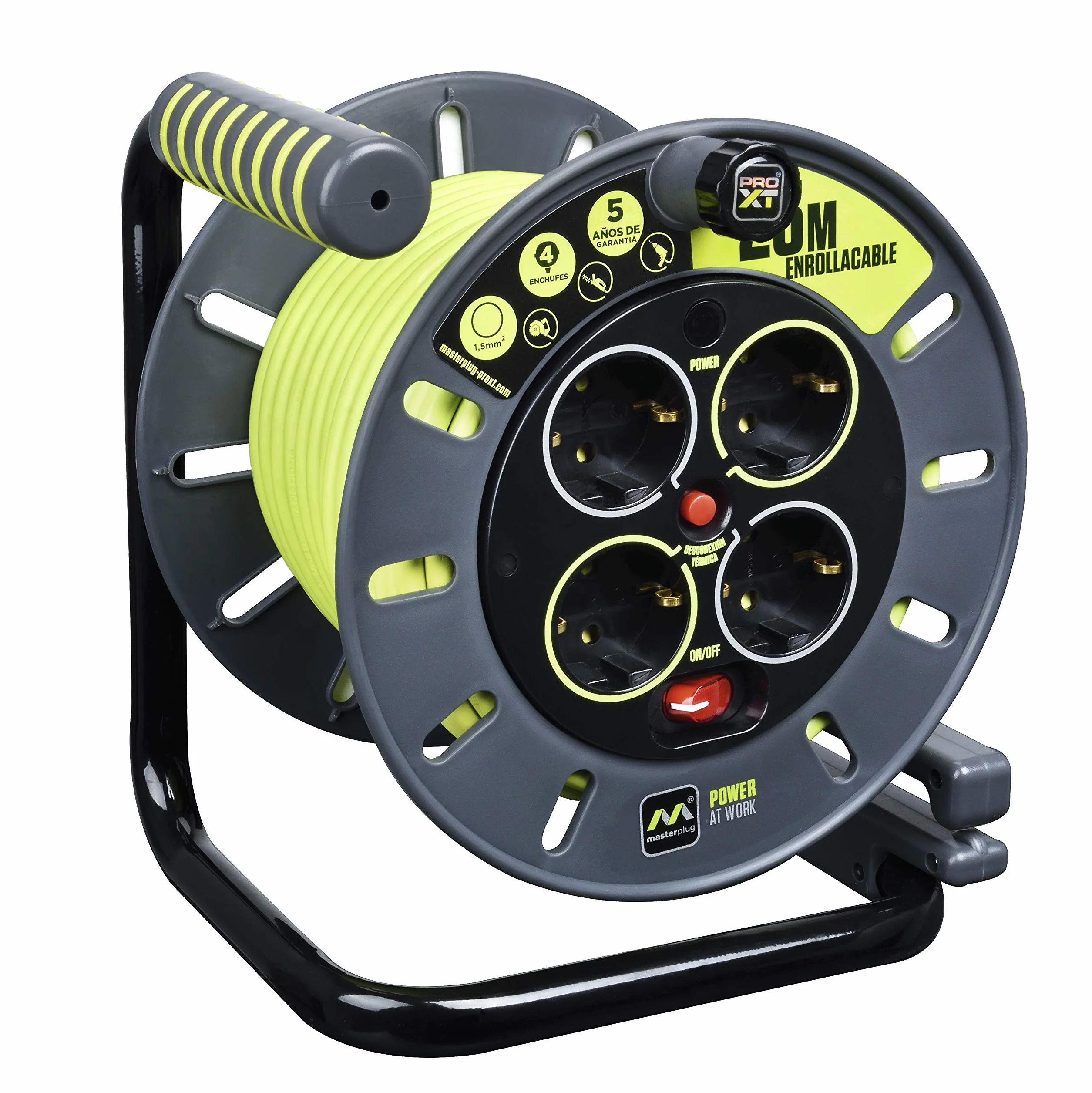 Masterplug OME25164SL-PX Rewind Cord, 3000 W, 250 V, szary/zielony pistacjowy