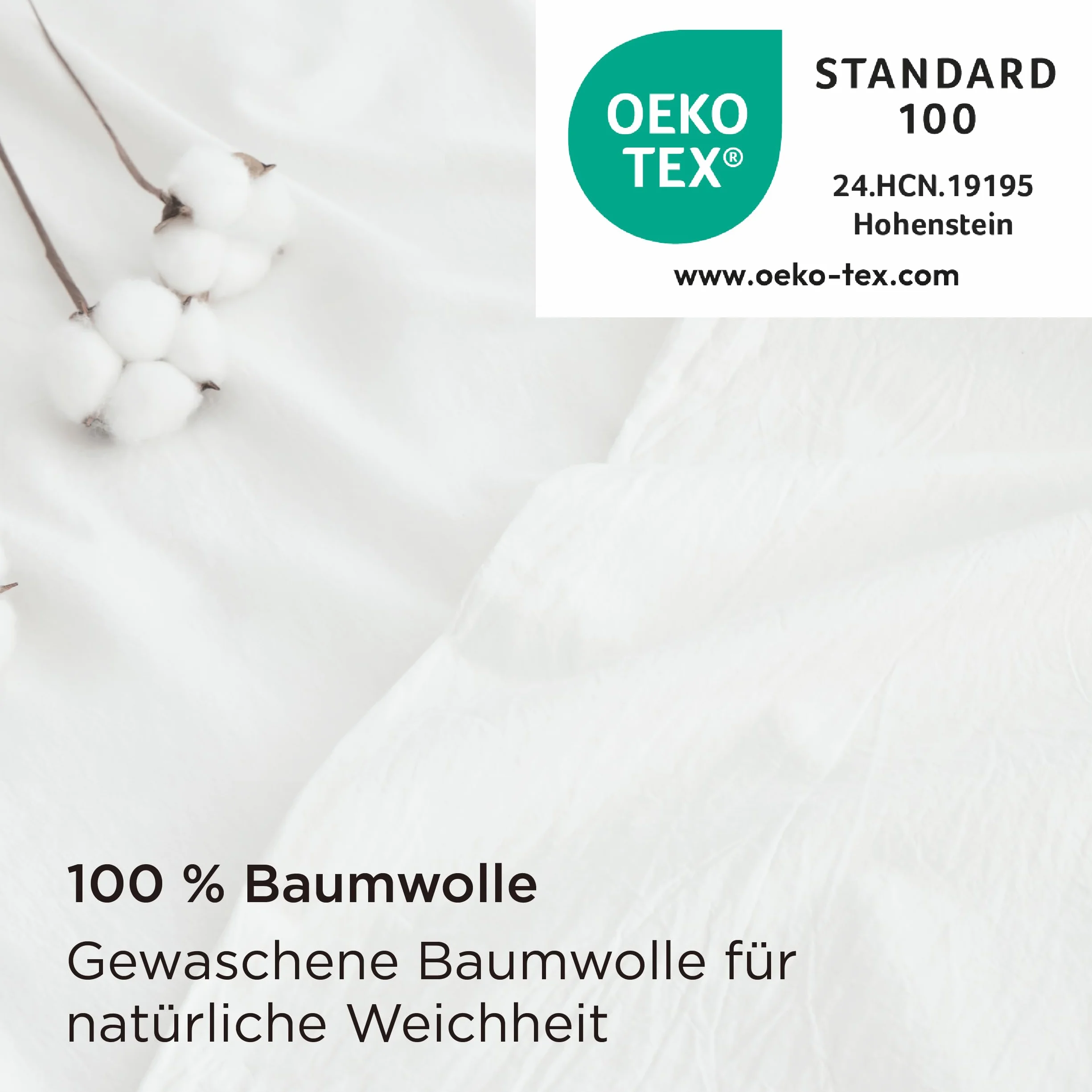 BEDSURE 3-częściowy komplet pościeli 200 x 200 cm, bawełna na lato, biała poszwa na kołdrę z 2 poszewkami na poduszkę 80 x 80 cm, podobna tekstura do pranego lnu, Öko-TEX zestaw pościeli z zamkiem
