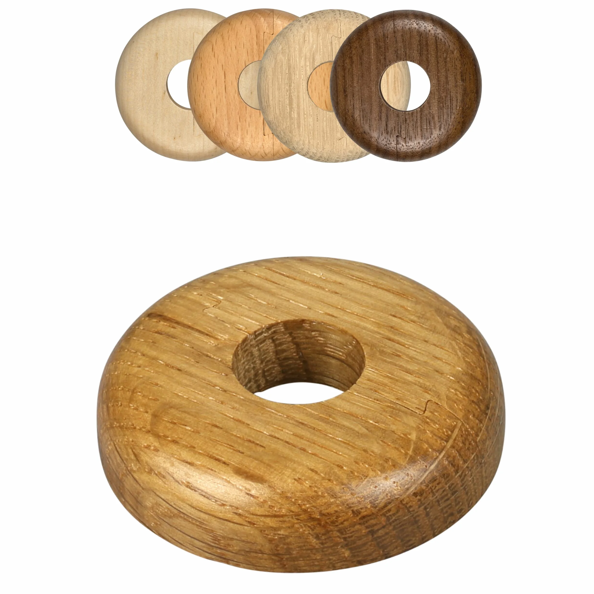 FUX 2 sztuki drewnianej osłony rury grzejnika do rur 15-22 mm; kołnierz rury podłogowej grzewczej (22 mm, Eiche)