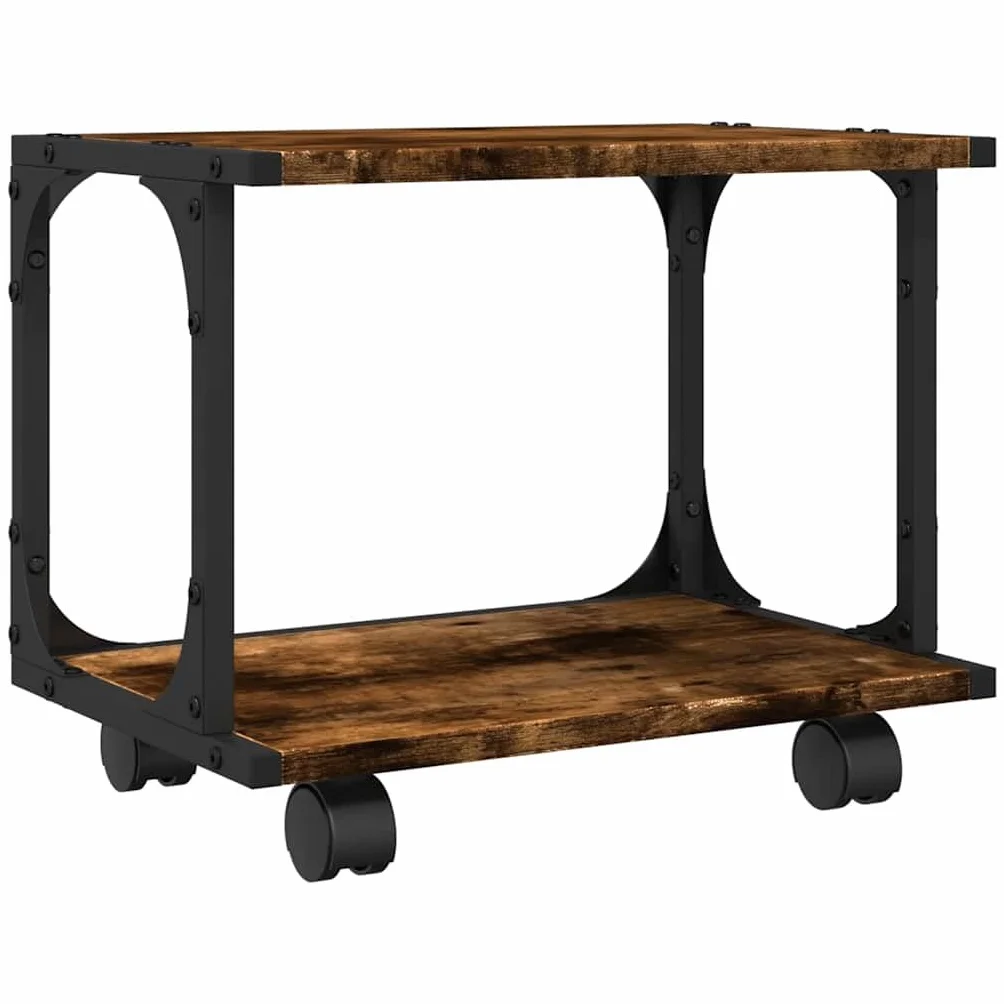 vidaXL Stojak pod drukarkę, 2-poziomowy, przydymiony dąb 41x28x33,5 cm, stojak na drukarkę, regał na drukarkę, stolik pod drukarkę, stolik na drukarkę