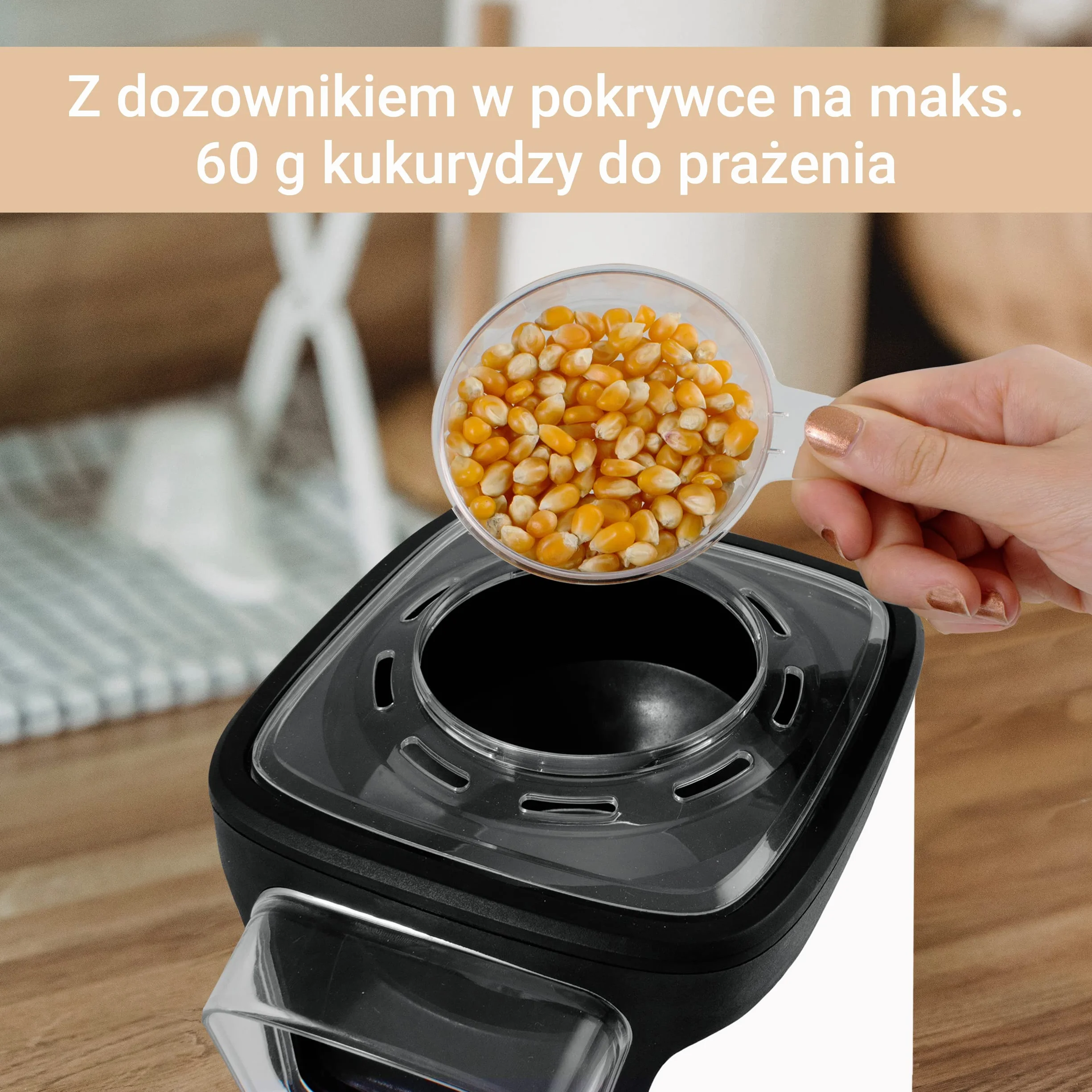 Urządz. do popcornu SUNTEC – Popcorn bez tłuszczu i oleju – Mini maszyna na gorące powietrze dla domu – Dodatki: cukier + sól + ser + karmel – słodki lub słony – urządz. do popc. POP-8618 bez tłuszczu