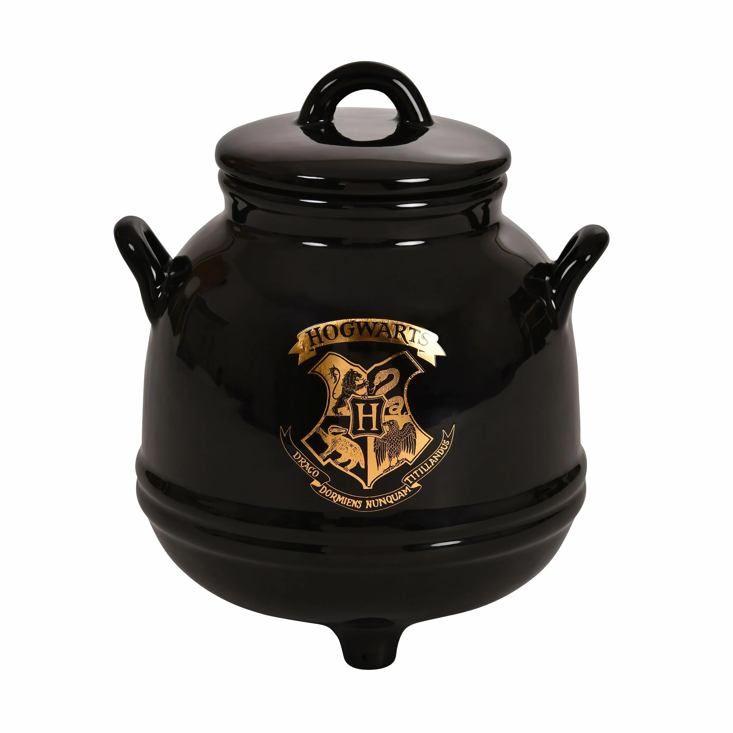 Elbenwald Harry Potter Hogwarts Kocioł Słoik na Ciasteczka - Herb Szkoły Hogwarts Motyw Ceramiczny Czarny