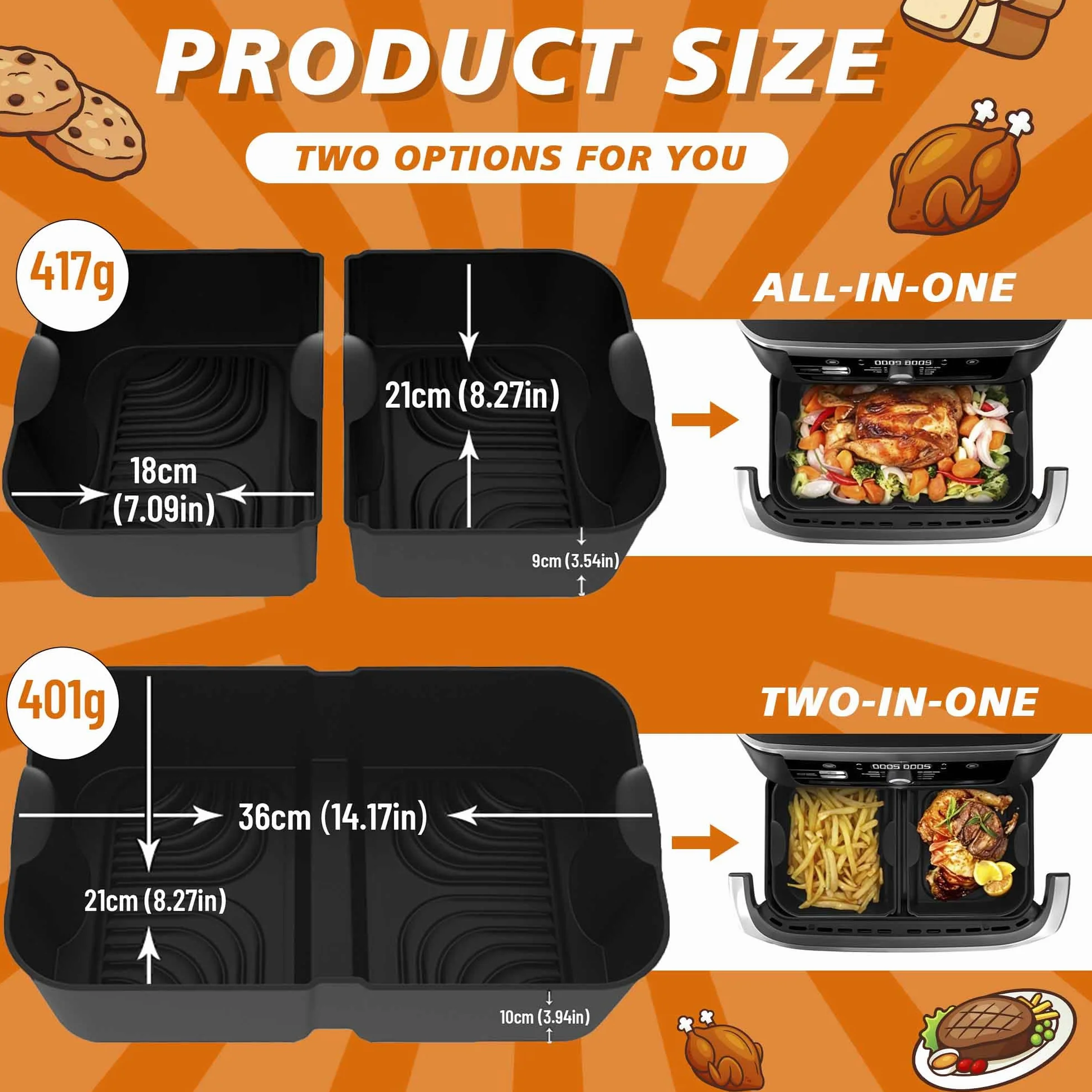 Pietuley 29 Sztuki Akcesoria do Frytkownicy na Gorące Powietrze do Ninja Foodi Dual Flexdrawer AF500EU 10,4 l, Airfryer Akcesoria do Cosori Dual Blaze 10 l, Silikonowa Forma do Pieczenia do Airfryer