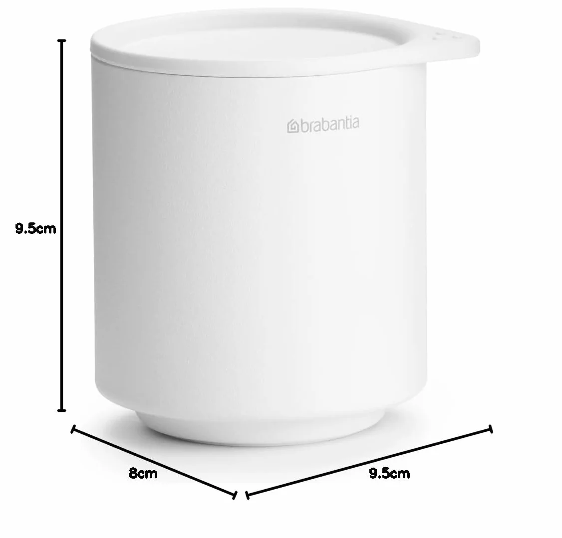 Brabantia - Mindset Pojemnik do Przechowywania - Do Przechowywania Małych Przedmiotów - Higieniczny - Pokrywa Miękka w Dotyku - Odporny na Korozję - Łatwe Czyszczenie - Fresh White - 10 x 8 x 10 cm