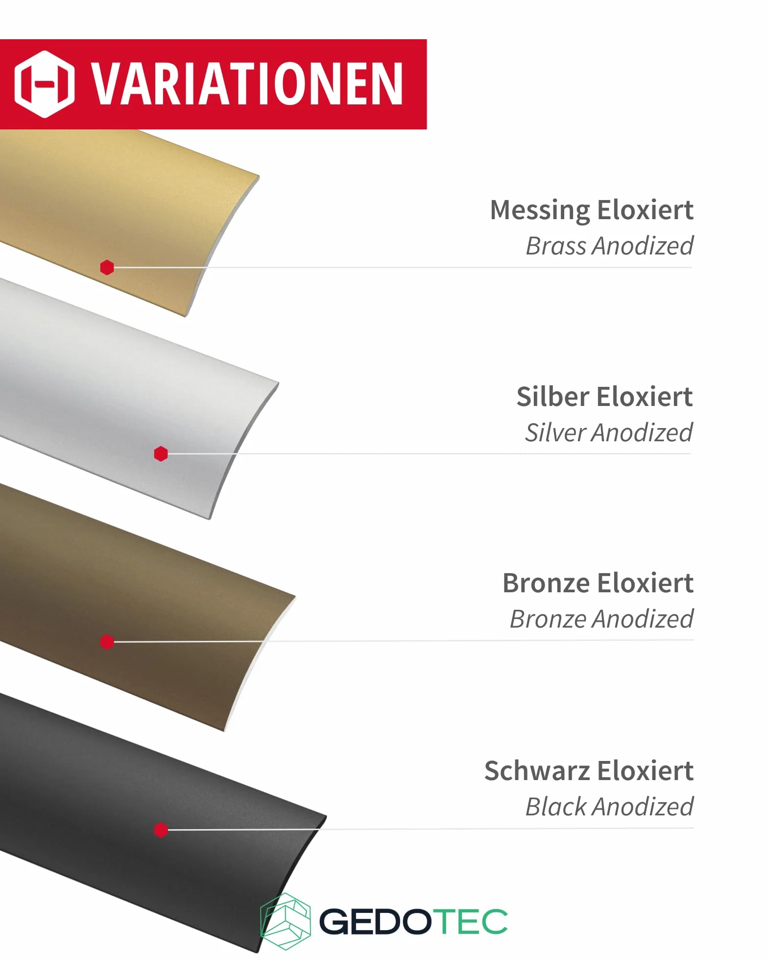 Gedotec Laminat listwa przejściowa winylu samoprzylepny profil podłogowy zakrzywiony | WYPRODUKOWANO W NIEMCZECH | Anodowany mosiądz aluminiowy | Profil 40 x 1000 mm | 1 szt.
