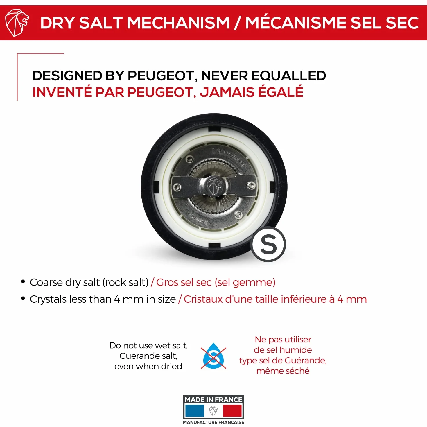 PEUGEOT Młynek solny Paris u'Select 12 cm, 6 ustawień mielenia, drewno PEFC, czarny