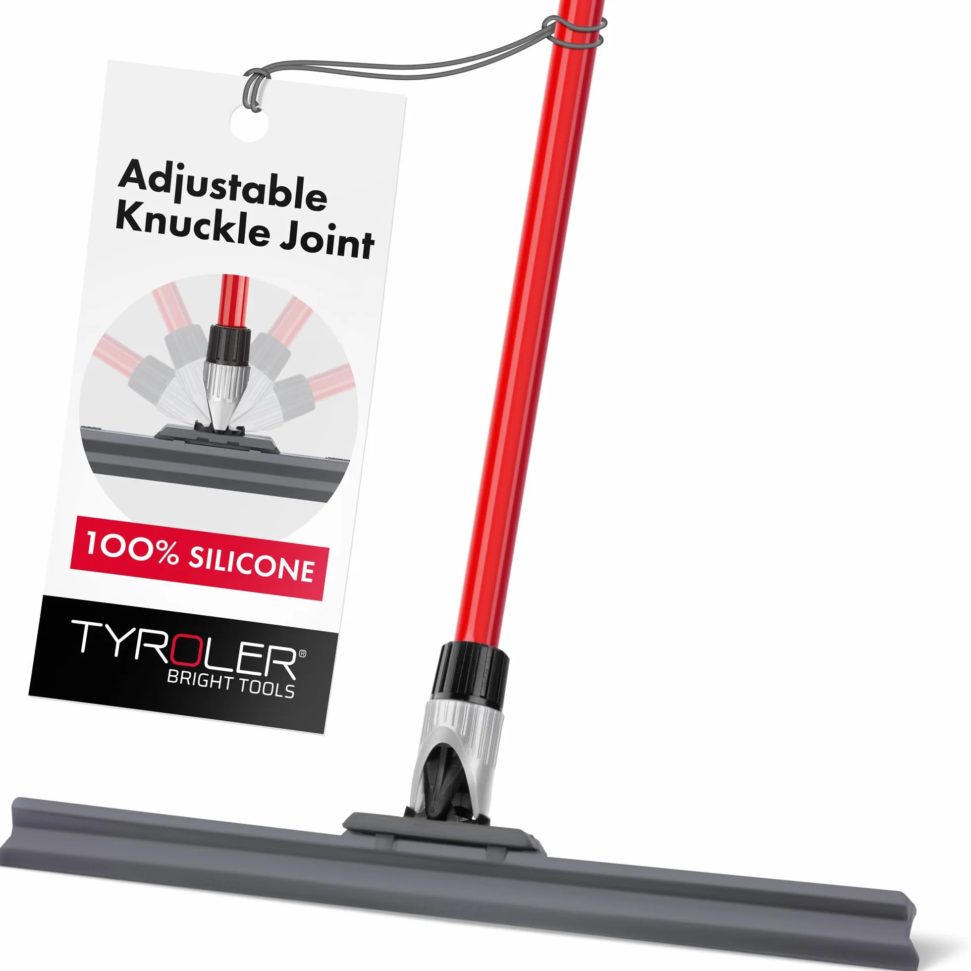 Tyroler Silikonowa Ściągaczka podłogowa, 45 cm, 100% silikonowa, antykorozyjna, 4-częściowy uchwyt, podłoga rakla do prania, łazienki, tarasu i garażu