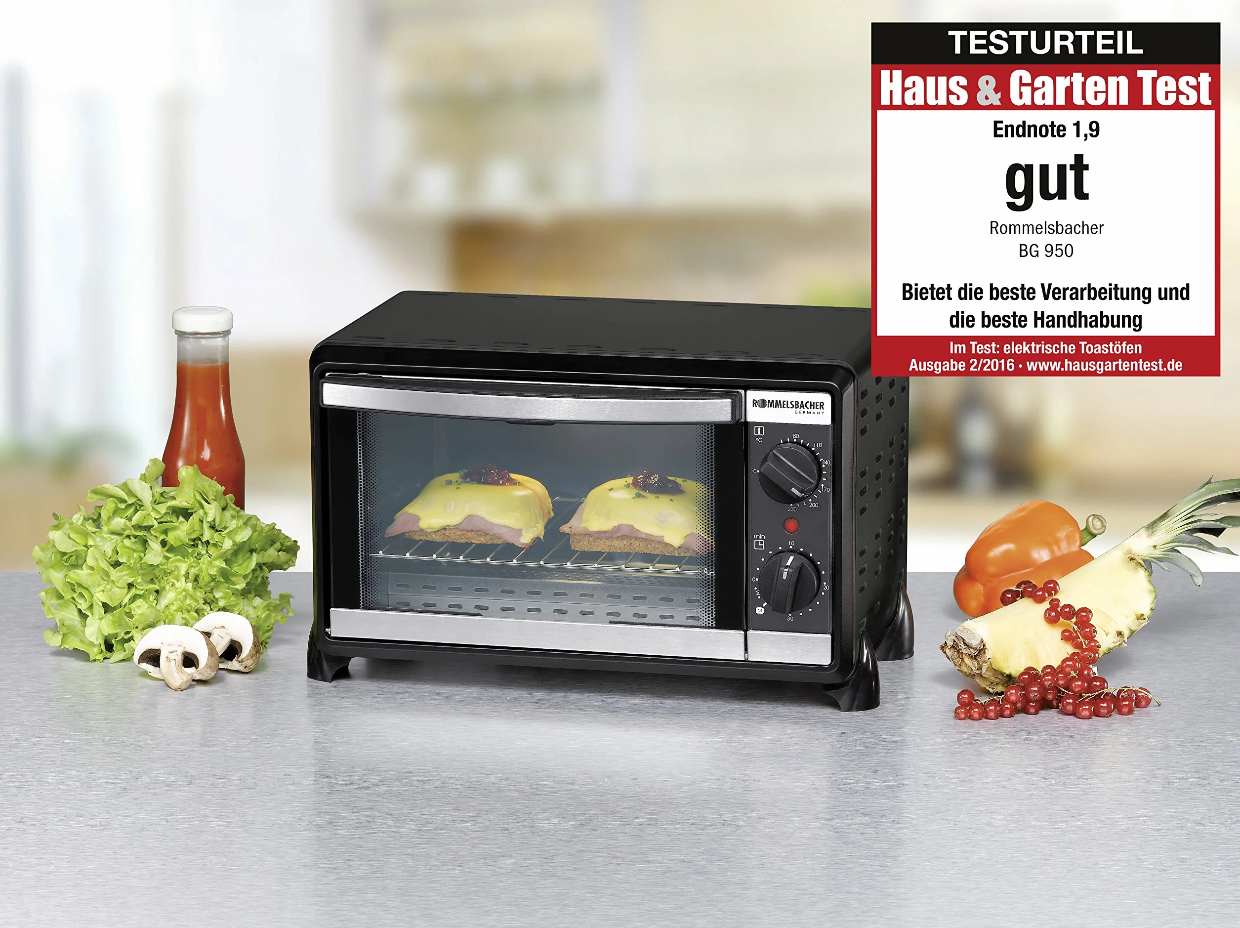 Rommelsbacher BG 950 - Piekarnik (Kuchenka elektryczna, 10 l, 80-230 °C, Czarny, obrotowy, 1 m)