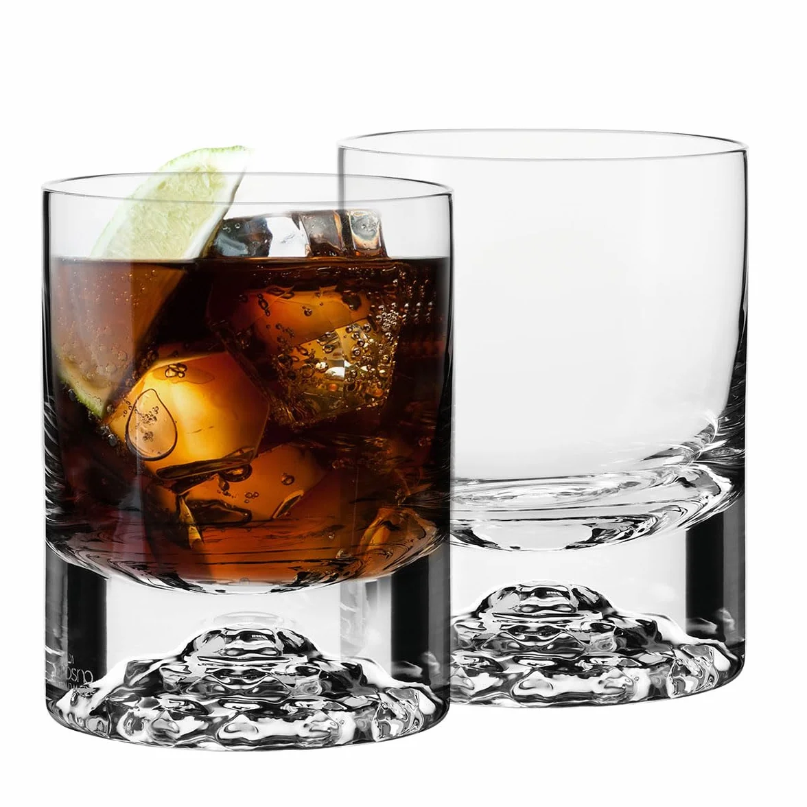 KROSNO Szklanki do whisky i szkockiej | Komplet 2 x 300 ml | Kolekcja Perfect Serve | Produkcja ręczna | Efektowne tłoczenie, Grube dno | Na prezent | Bezołowiowe szkło kryształowe | Mycie ręczne