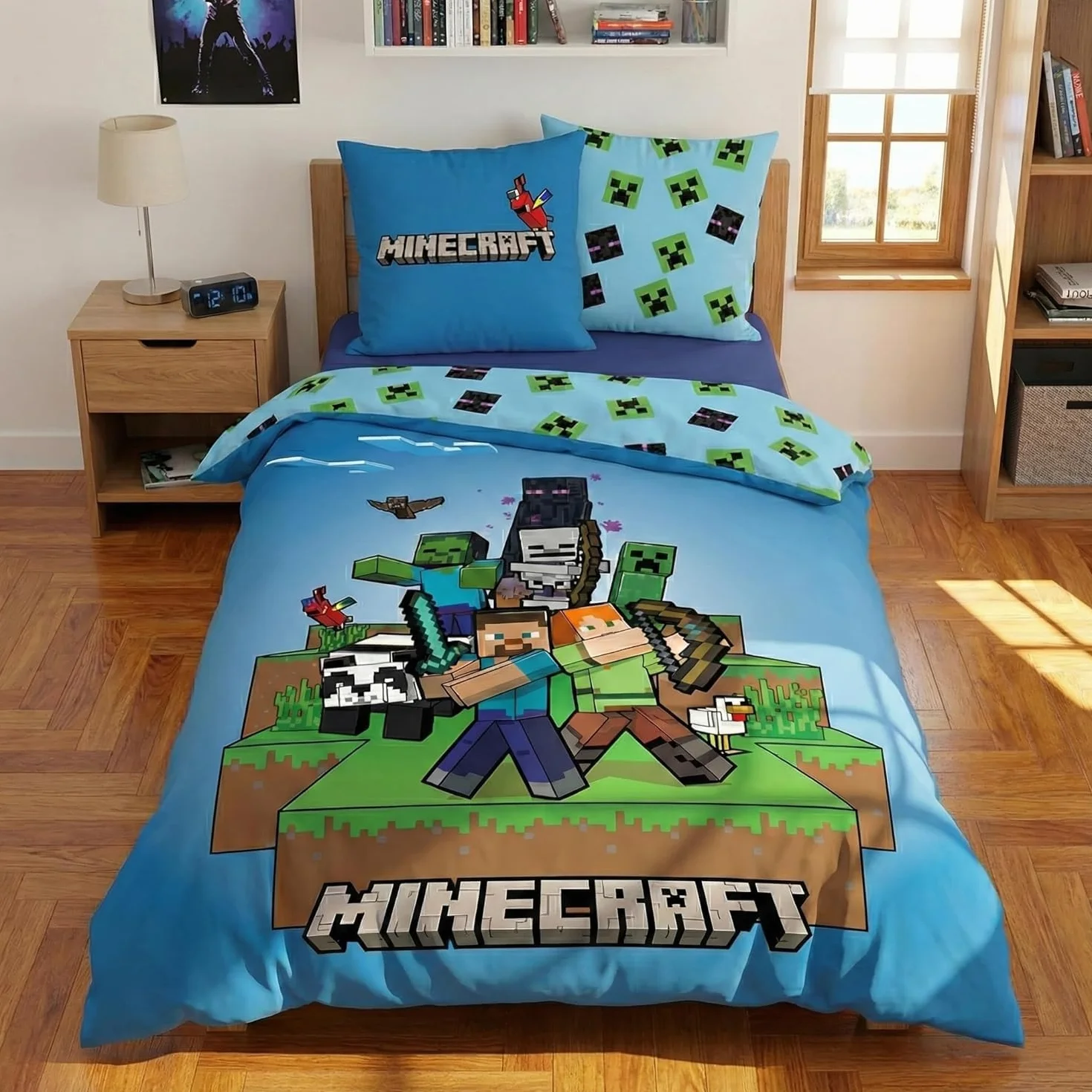 AYMAX Minecraft Ready to Survive 100% komplet pościeli dziecięcej 135 x 200 cm, poszewka na kołdrę + poszewka na poduszkę 80 x 80 cm, mikrofibra