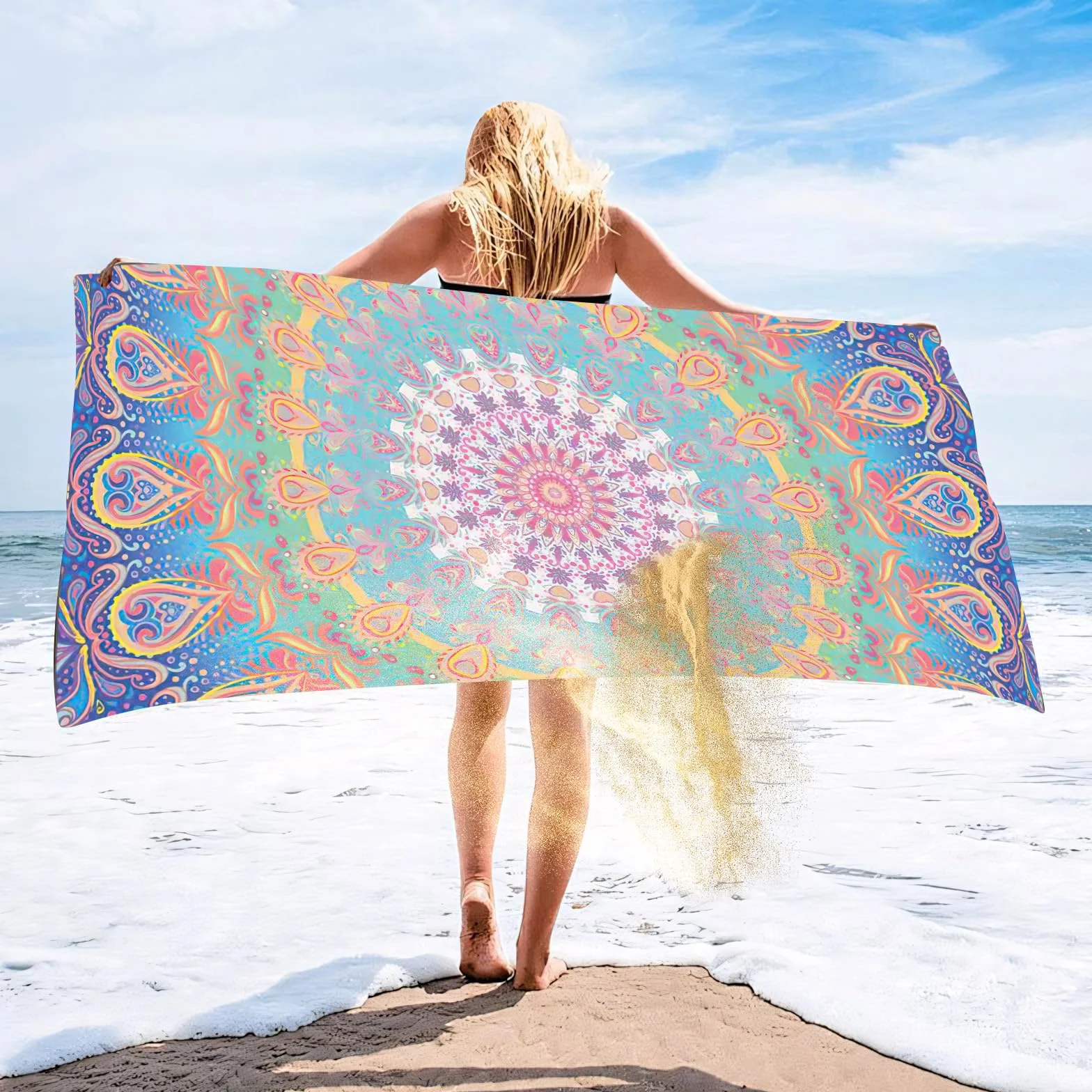 Ręcznik plażowy XXL, z mikrofibry, duży, 90 x 180 cm, chłonny i szybkoschnący, ręcznik plażowy, z mikrofibry, lekki, bez piasku, do uprawiania sportu, podróży, na plażę, do sauny