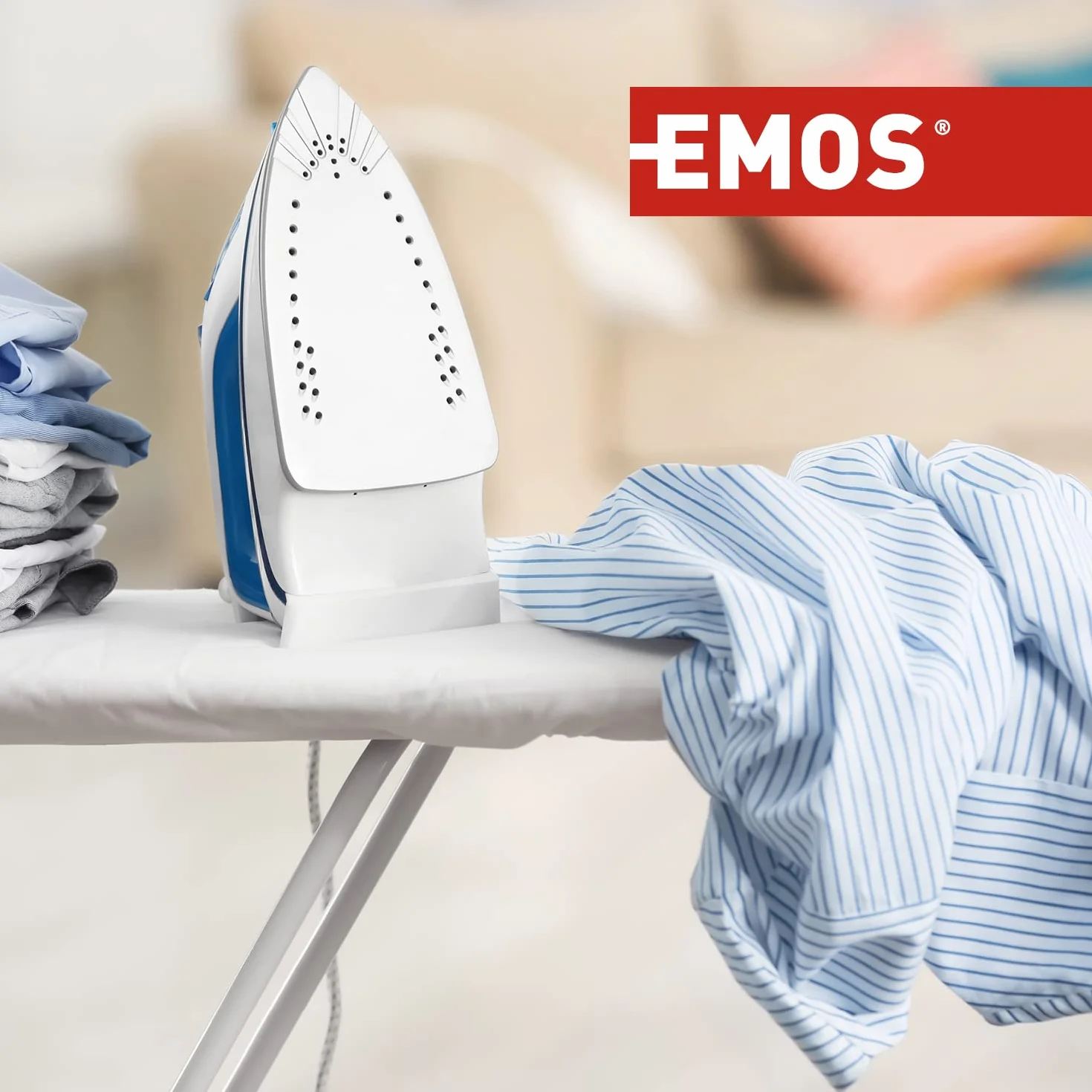 EMOS S0003 kabel przyłączeniowy do żelazka, 1 x 2,4 m/kabel zasilający/kabel przyłączeniowy/kabel do żelazka w oplocie biały/szary/3 x 0,75 mm/H05RR-F