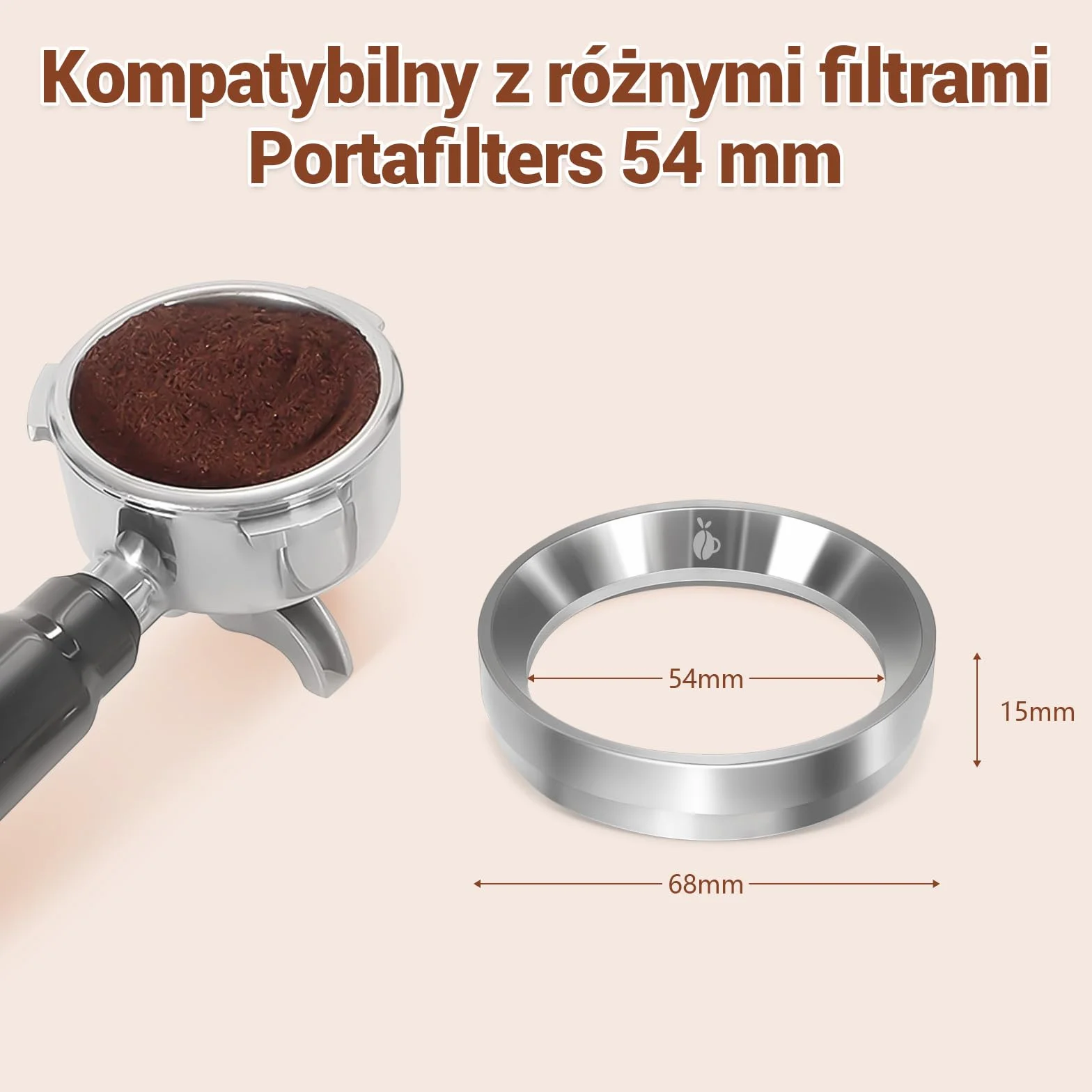 Lejek dozujący 54 mm, lejek dozujący do espresso ze stali nierdzewnej 304, lejek do portafiltra z magnesem, pierścień dozujący do kawy 54 mm, narzędzia baristyczne kompatybilne z portafiltrem