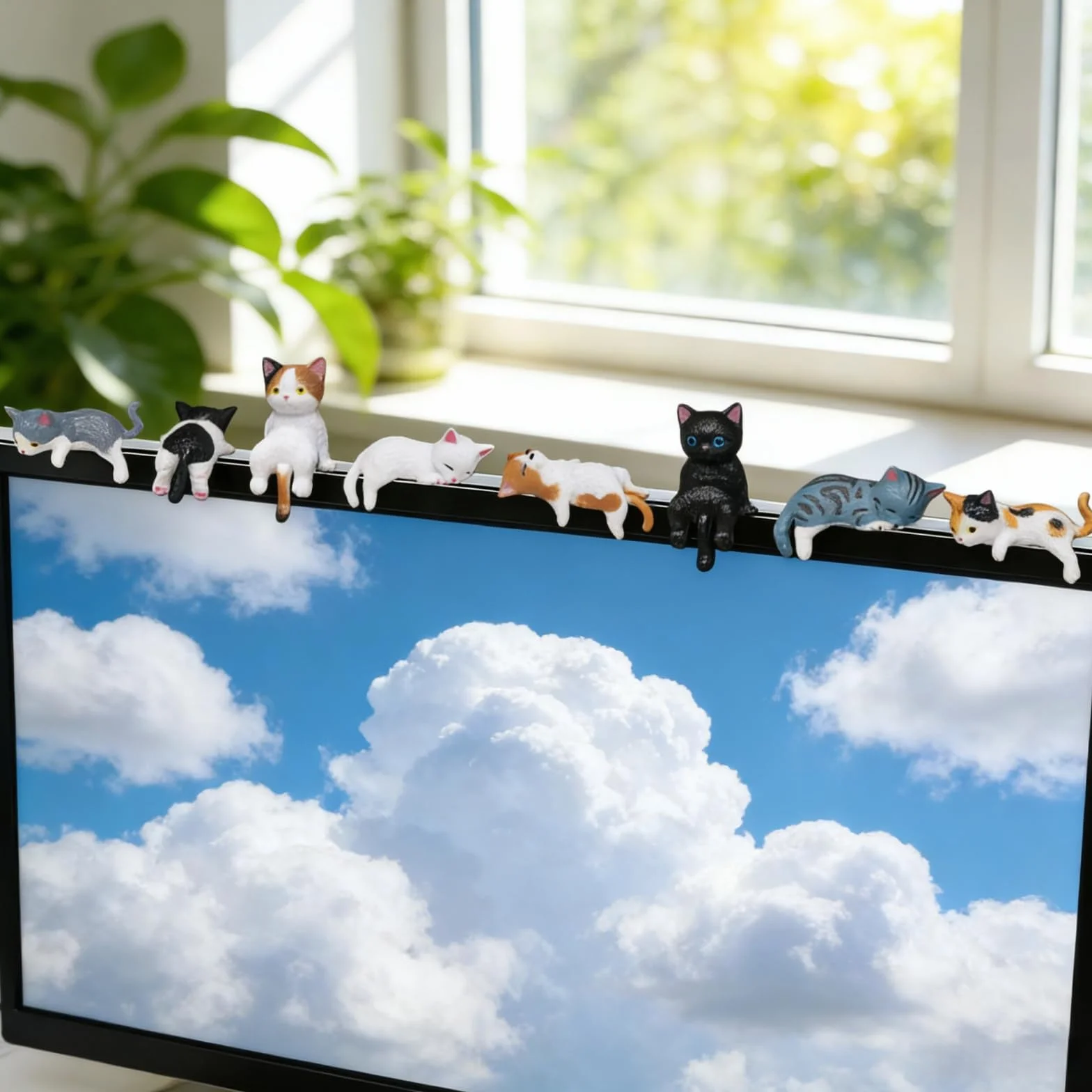 12 sztuk dekoracyjnych figurek na deskę rozdzielczą, urocze mini figurki kotów, wyposażenie samochodu, akcesoria do komputera, monitora, lustra, domu, biurka, biura, dekoracyjne