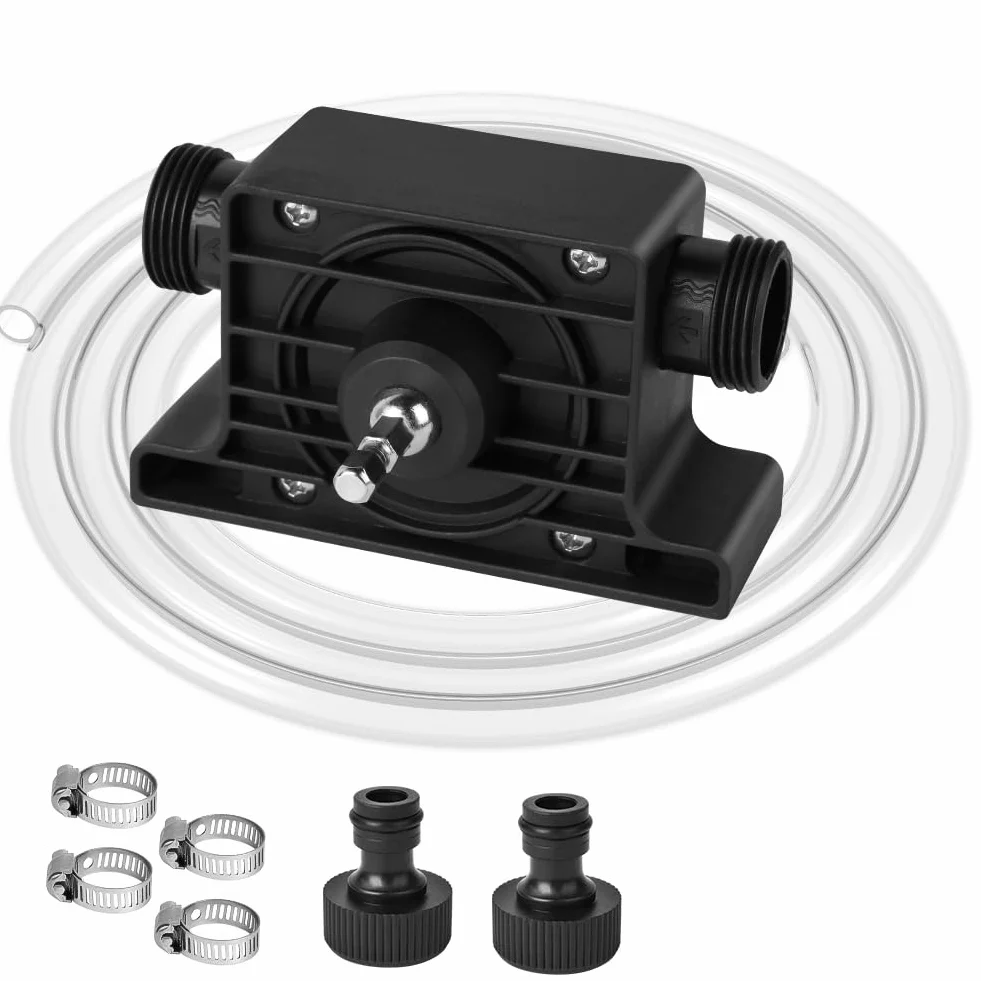 Flintronic Pompa wodna bez napędu, waterpomp, 900 L/H zelf aanzuigende overhevelpomp, accuschroefpomp, met 2m slang, voor water, olie, brandstoffen, dieselmotoren, vloeibaar water | Max. 3500 tpm