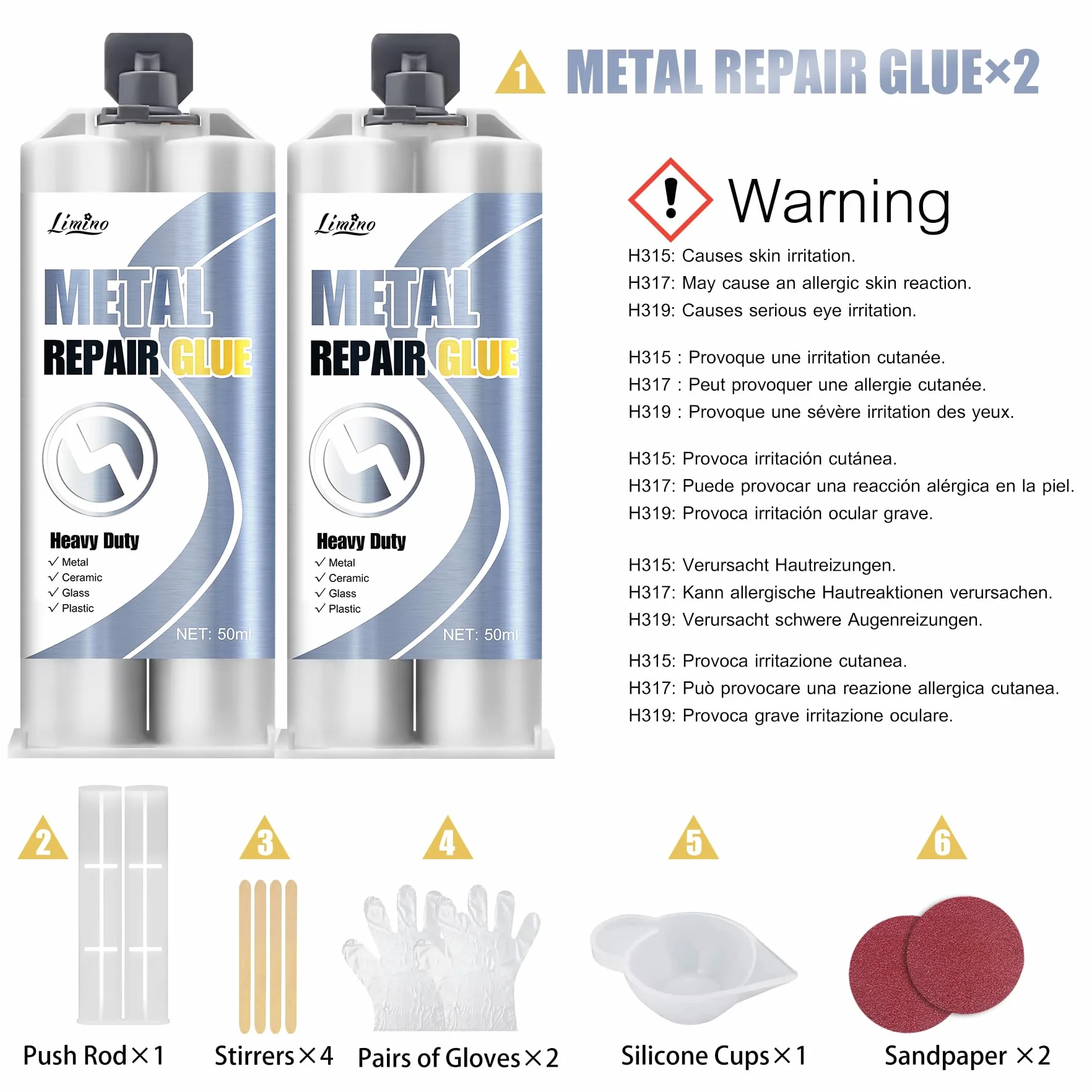 Klej do metalu – 100 ml, 2 elementy kleju spawalniczego do naprawy pęknięć metali, ceramiki, tworzyw sztucznych, stopów metali – uniwersalny klej bardzo mocny, wodoodporny, odporny na wysokie