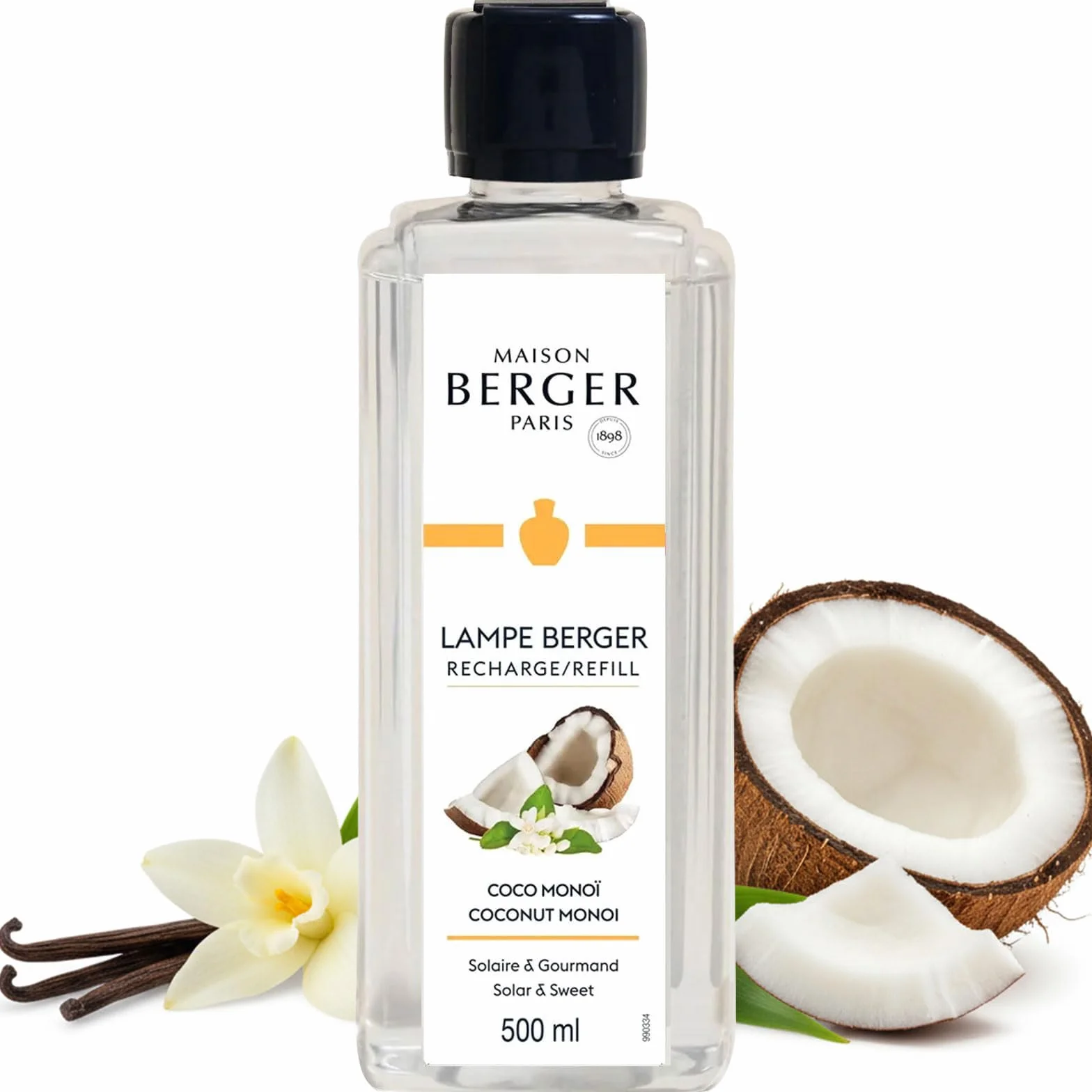 MAISON BERGER - Refill Lampe Berger Coco Monoï – gotowa do użycia – czyści i pachnie – delikatna, równomierna i długotrwała zapach – 500 ml