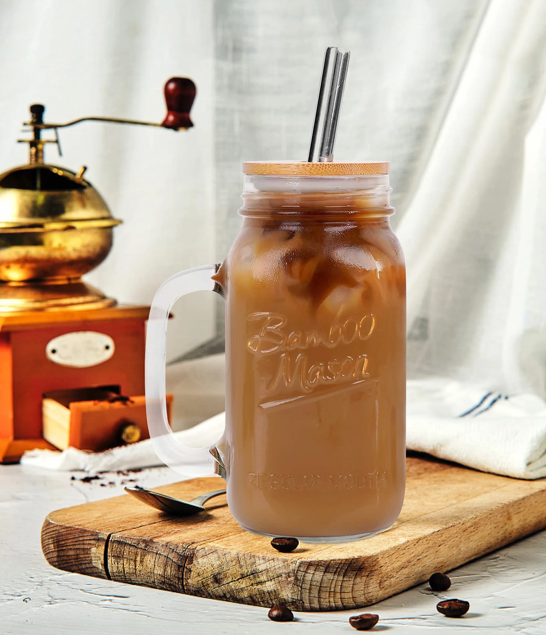 Mason Jar słoik z pokrywką i słomką 24 oz