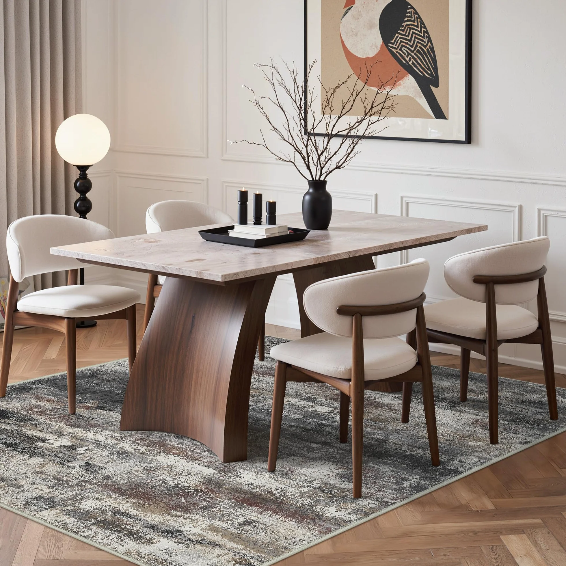 BEIMO Nadający się do prania dywan do salonu, abstrakcyjny design, do sypialni, z krótkim włosiem, duży, antypoślizgowy, miękki, do łazienki, jadalni, korytarza, 160 x 230 cm, czarny gradient kolorów