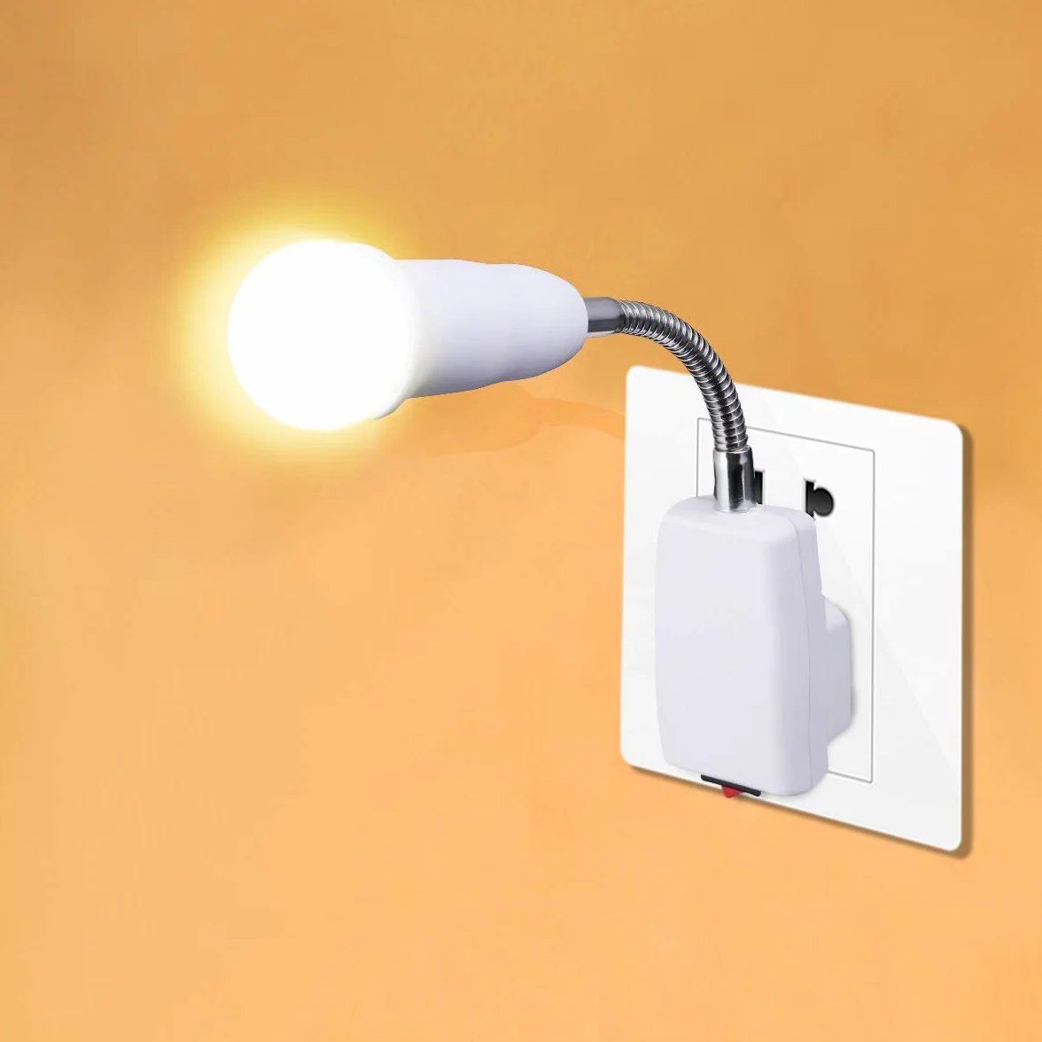 Akynite Oprawka lampy E27 bez kabla z przełącznikiem, lampa ścienna, AC 230 V, gniazdo typu 'łabędzia szyja', lampa punktowa do czytania, łóżko E27, oświetlenie pośrednie, zestaw 2 szt