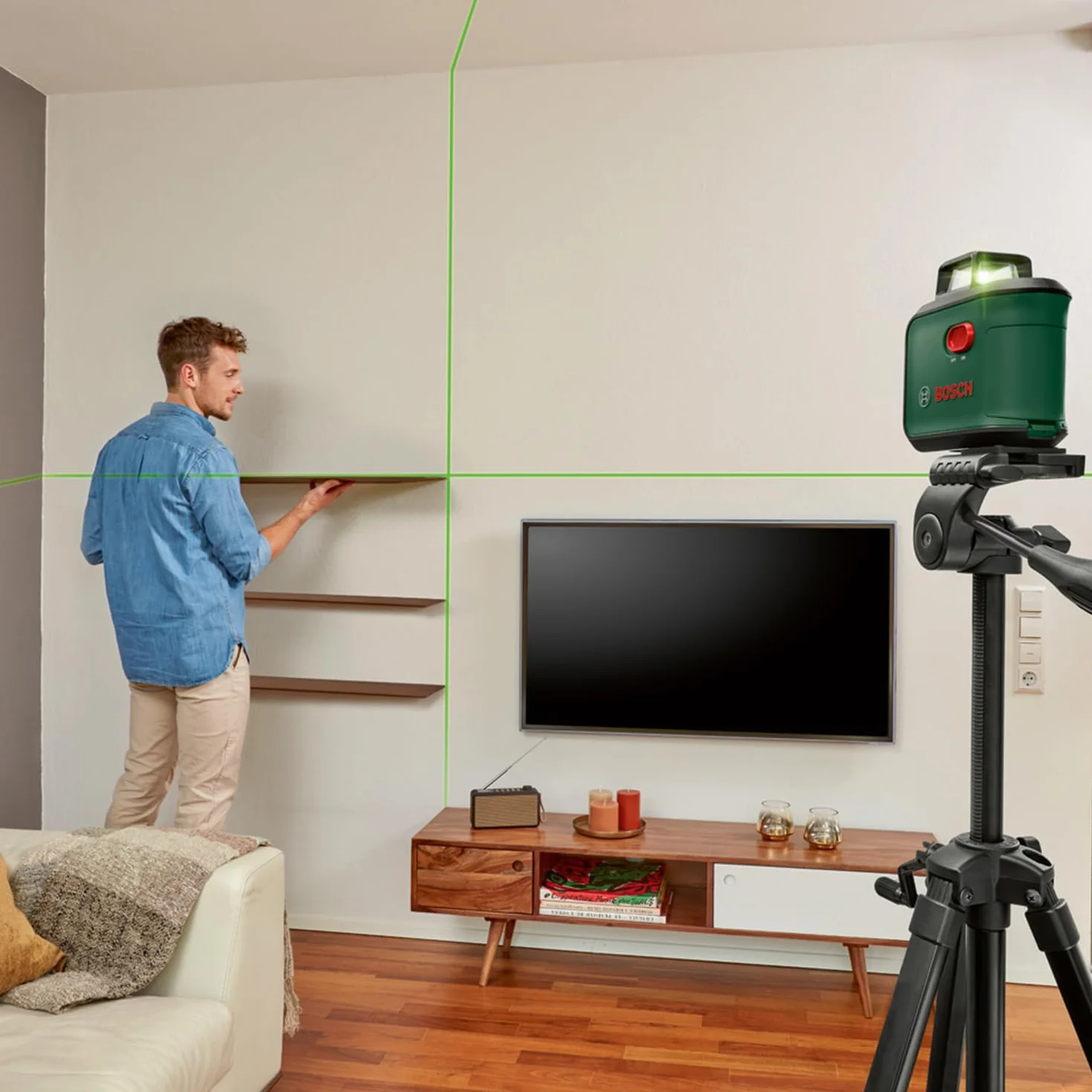 Laser krzyżowy Bosch AdvancedLevel 360 Set (3 linie laserowe, w tym 360° do wyrównywania elementów w całym pomieszczeniu, opakowanie kartonowe E-Commerce)