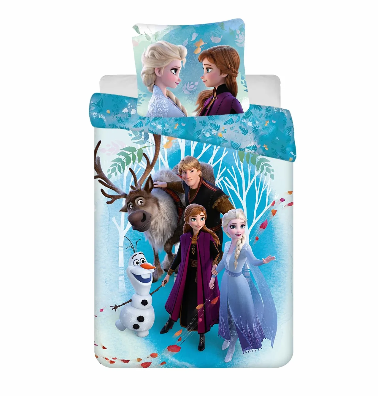 Jerry Fabrics Disney Frozen Pościel dla Dzieci, Poszewka na Kołdrę 160 x 200 cm i Poszewka na Poduszkę 70 x 80 cm, 100% Bawełna