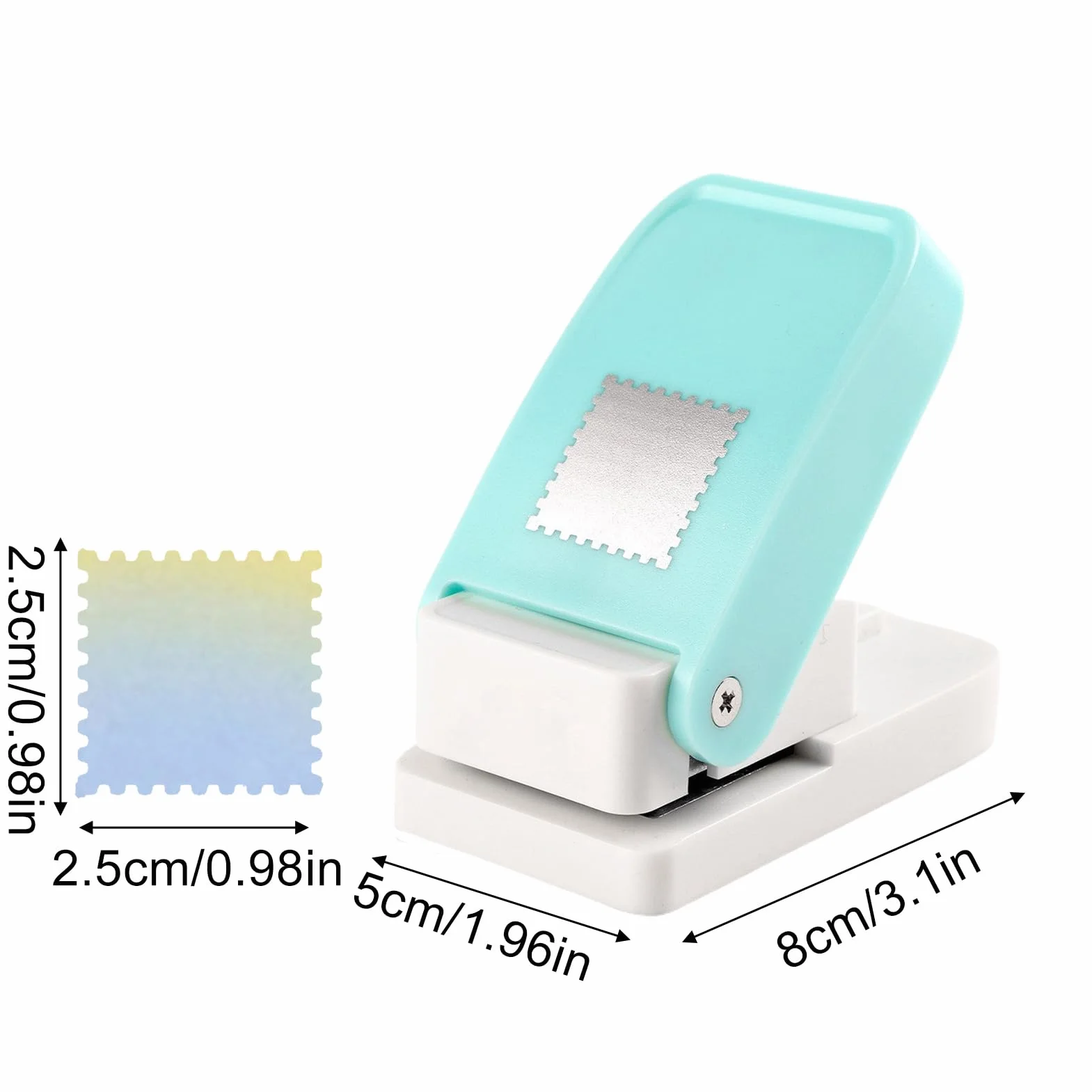 Portable Stamp Puncher, Square Rectangle Lever Action DIY, Postage Stamp Shaped Paper Punch for Scrapbooking, Card Making, Journal Album, Photo Arts Crafts at Home, Office, School