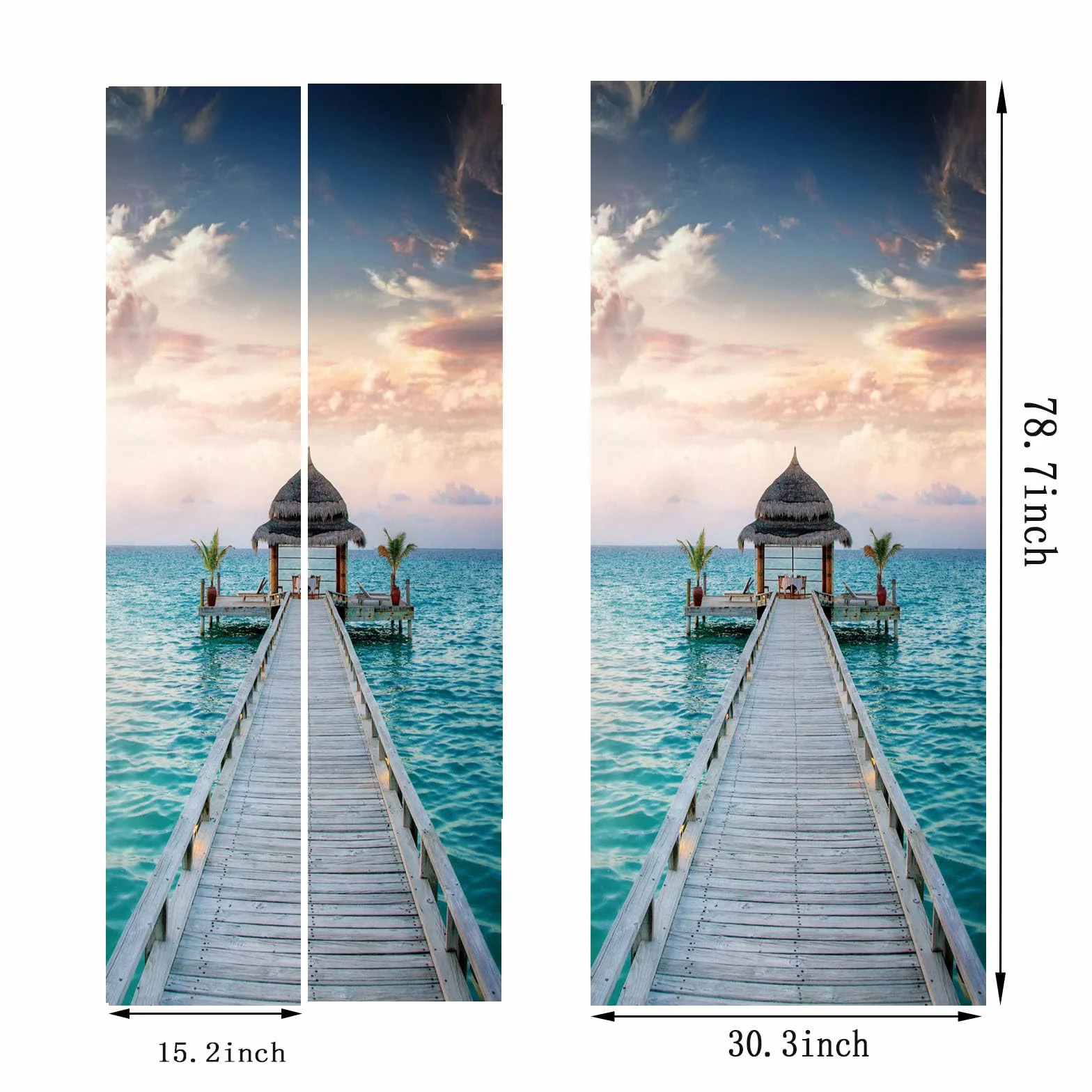 FLFK 3D Most z drewna morskiego samoprzylepne naklejki na drzwi 77 x 200 cm (zestaw 2 arkuszy)-Mural Zdjęcie Naklejka ścienna Naklejka ścienna Salon Sypialnia Wystrój