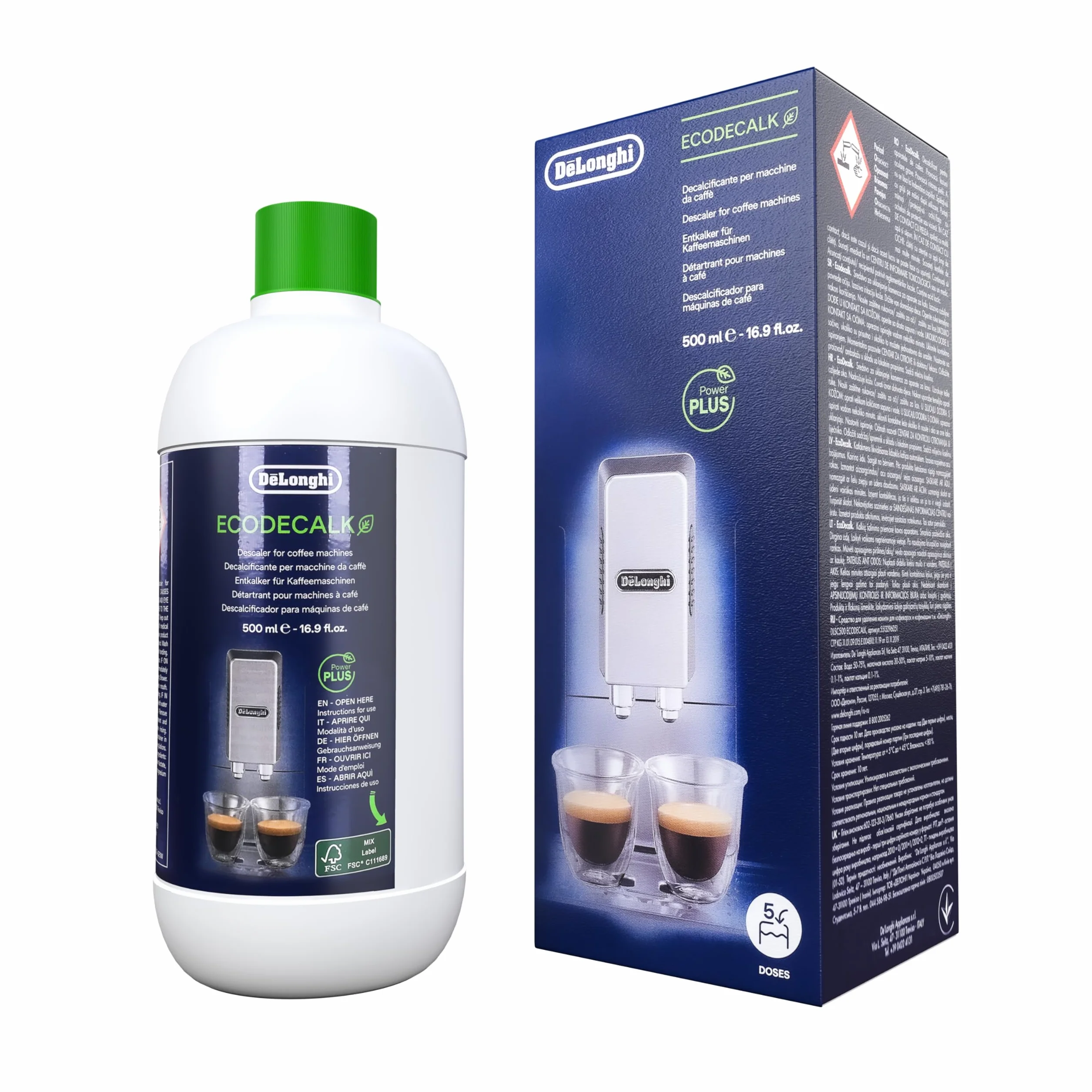 Aquafloow Zestaw Pielęgnacyjny kompatybilny z DeLonghi – 3x Filtr Wody (za DLSC002), EcoDecalk Odkamieniacz (500ml) & Eco MultiClean (250ml) – Kompletny Pakiet Serwisowy