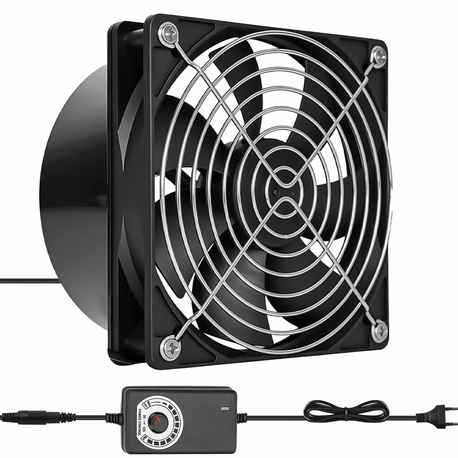 Wentylator rurowy 100 mm Wentylator wyciągowy z regulatorem prędkości, wentylator DC12V do kuchni, łazienki, garażu, szklarni - Cichy i odporny na wysoką temperaturę