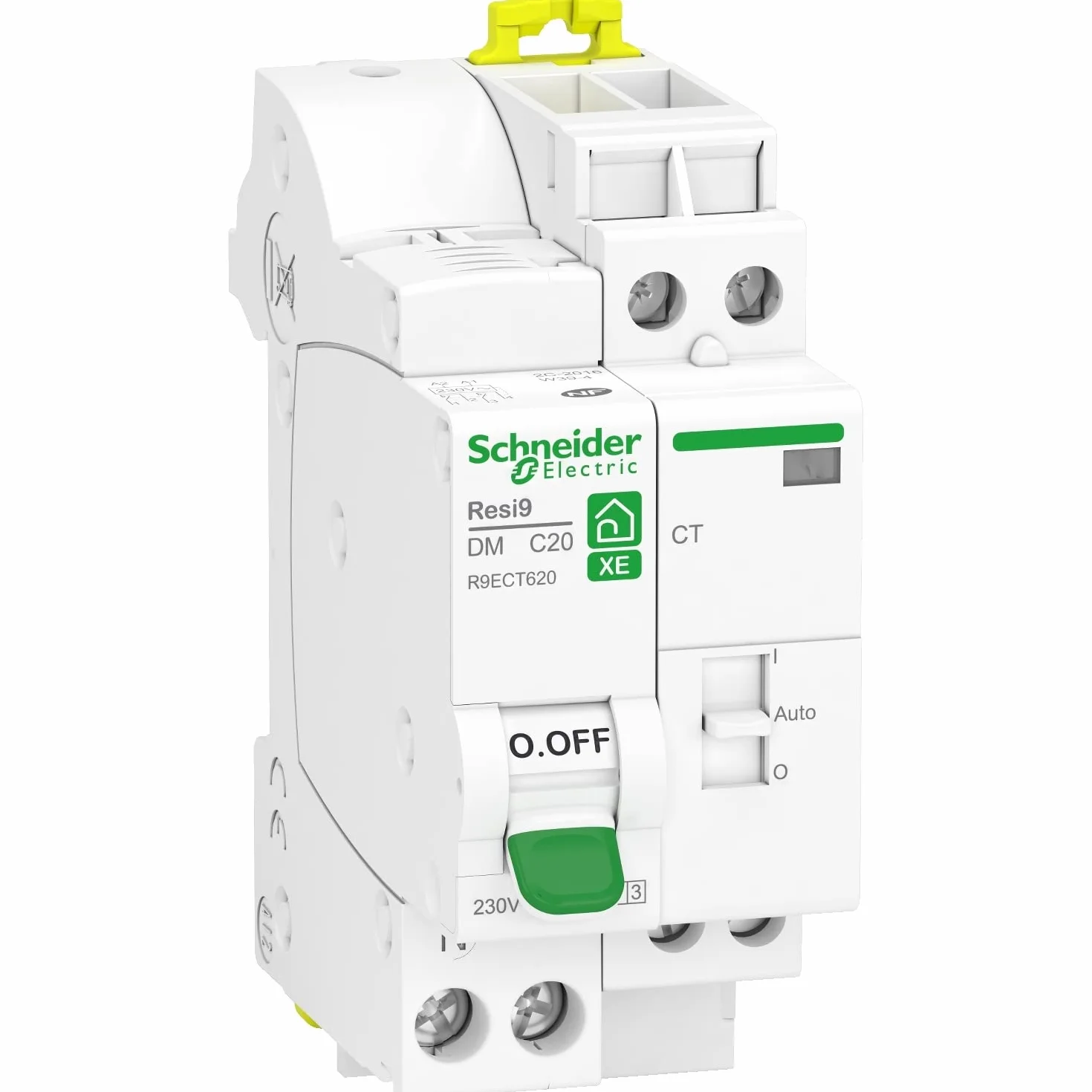 SCHNEIDER - 20A Resi9 XE Wyłącznik Nadprądowy + Stycznik 1P+N - Wytrzymały Mechanizm - 230V - Szybka Instalacja - Zdalne Sterowanie do Podgrzewaczy Wody - Zgodny ze Standardami - Wydajna Praca