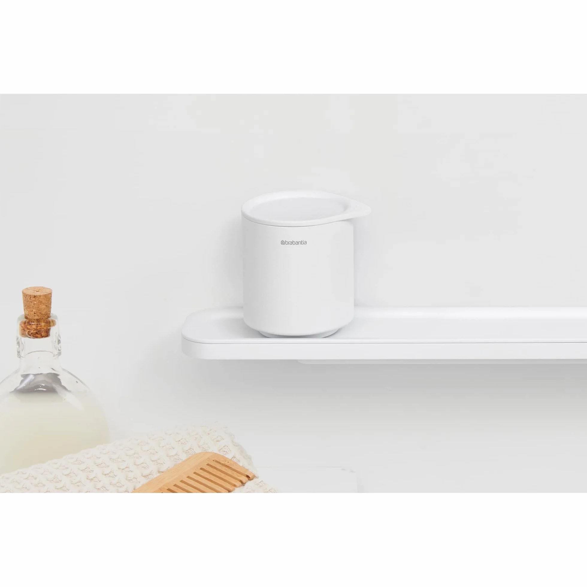 Brabantia - Mindset Pojemnik do Przechowywania - Do Przechowywania Małych Przedmiotów - Higieniczny - Pokrywa Miękka w Dotyku - Odporny na Korozję - Łatwe Czyszczenie - Fresh White - 10 x 8 x 10 cm
