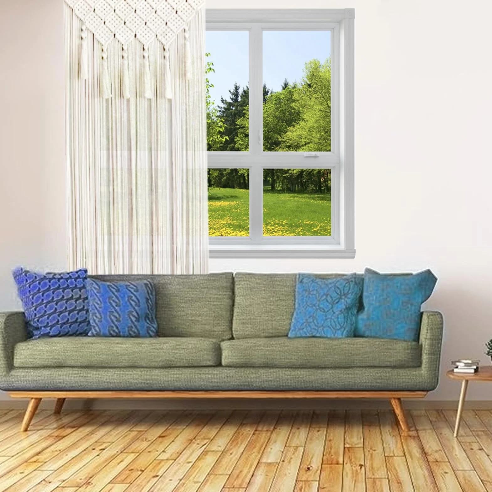 Ręcznie tkana makrama, makrama, dekoracja ścienna, 65 x 200 cm, zasłona boho, dekoracja na drzwi, okno, dekoracja pomieszczenia
