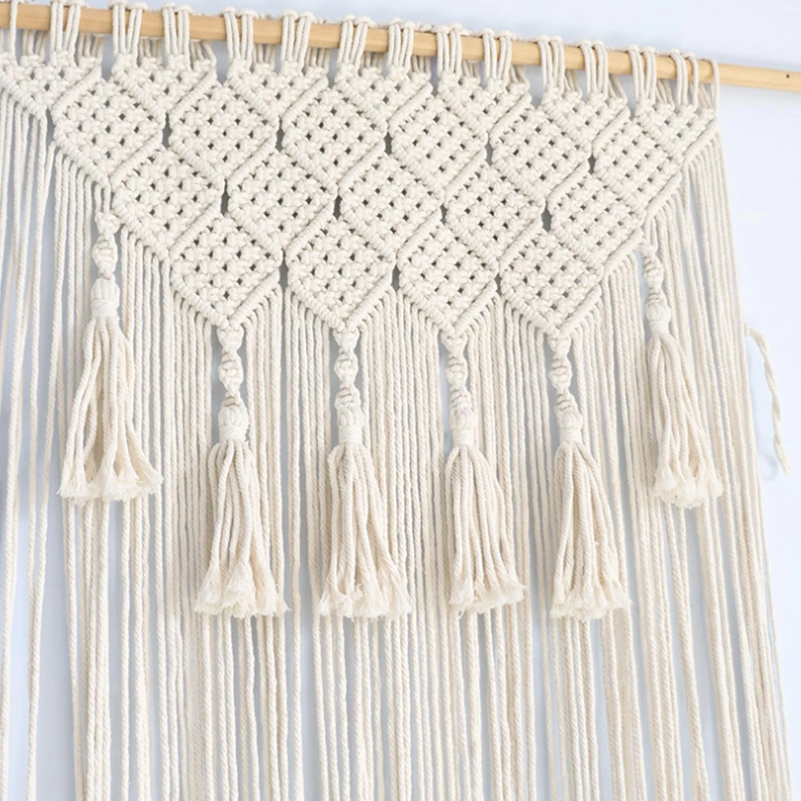 Ręcznie tkana makrama, makrama, dekoracja ścienna, 65 x 200 cm, zasłona boho, dekoracja na drzwi, okno, dekoracja pomieszczenia
