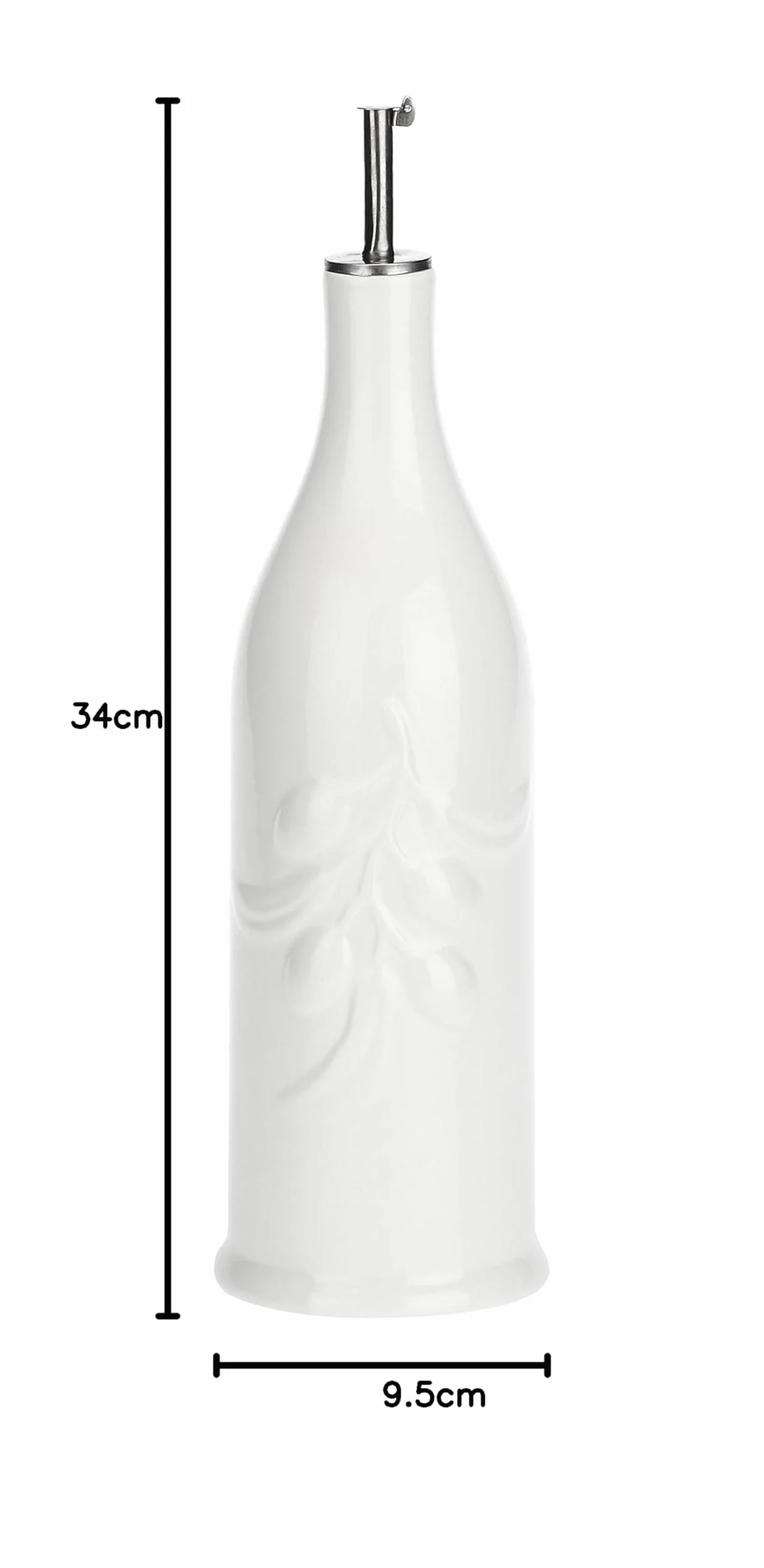 La Porcellana " Menage cylindryczna butelka na olej, porcelanowa biel, 9,5 x 9,5 x 34 cm